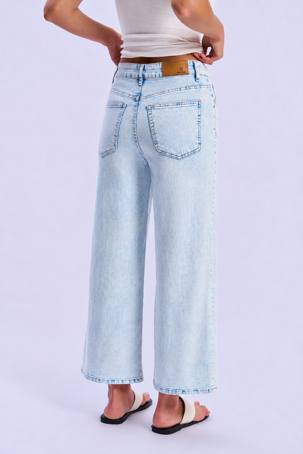 High-Waisted Straight Wide-Leg Jeans