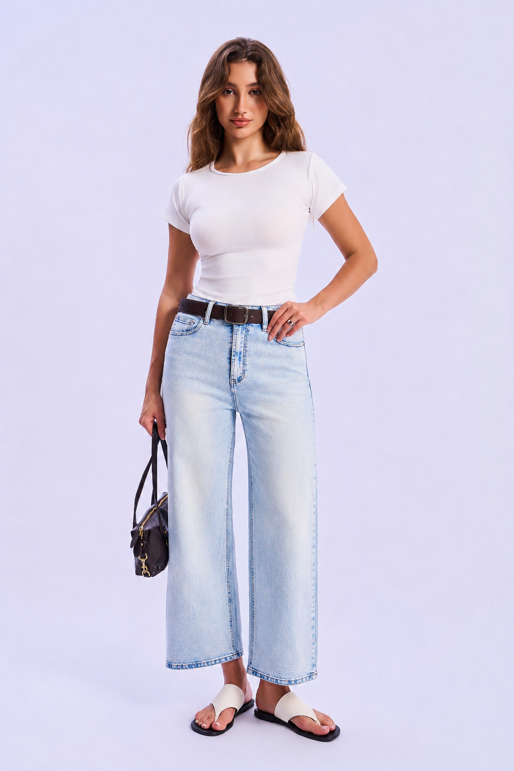 High-Waisted Straight Wide-Leg Jeans