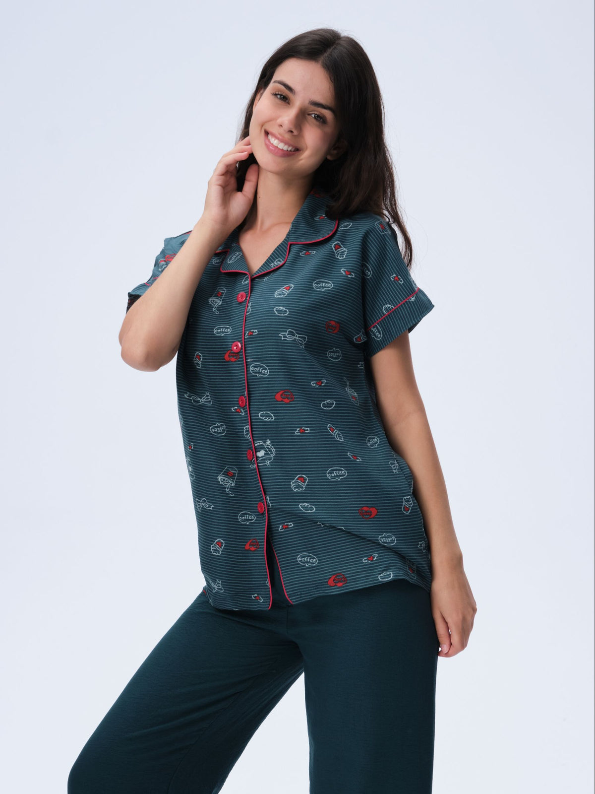 بيجامة نسائية - قطعتين (M-2XL)