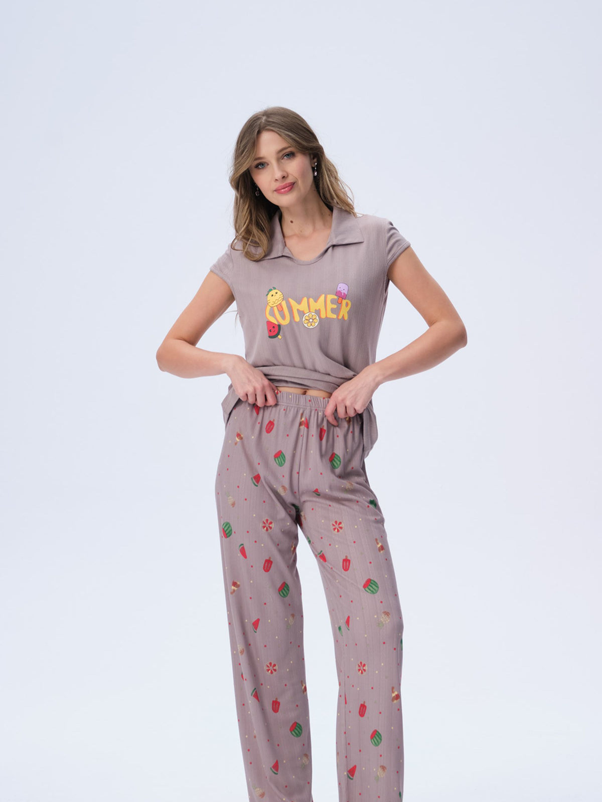 بيجامة نسائية - قطعتين (3XL-6XL)