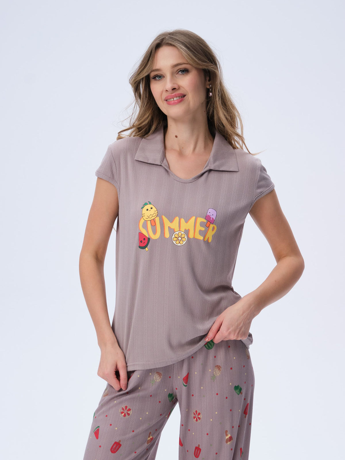 بيجامة نسائية - قطعتين (M-2XL)