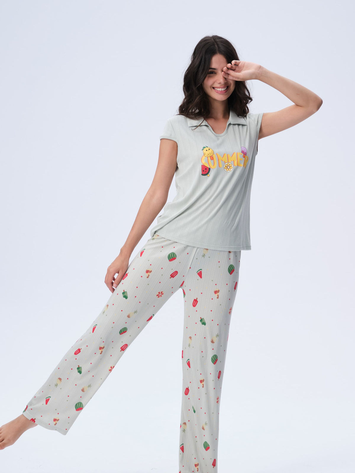 بيجامة نسائية - قطعتين (3XL-6XL)
