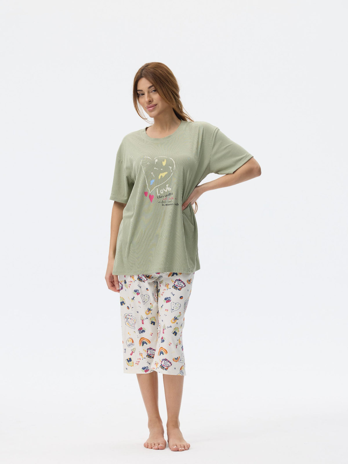 بيجامة نسائية - قطعتين (M-2XL)