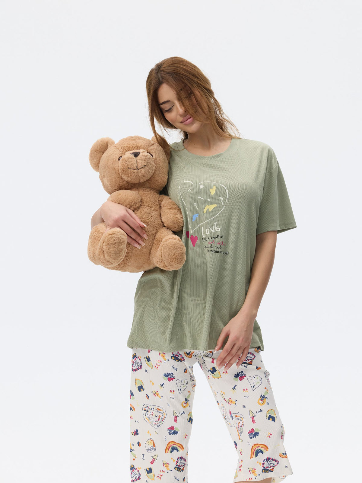 بيجامة نسائية - قطعتين (M-2XL)