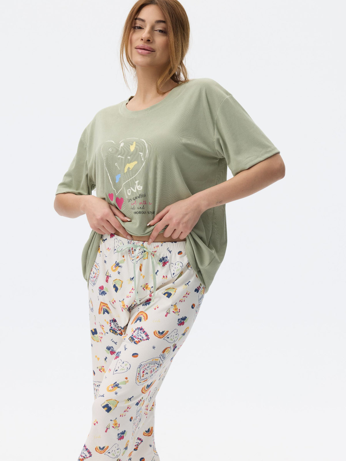 بيجامة نسائية - قطعتين (M-2XL)