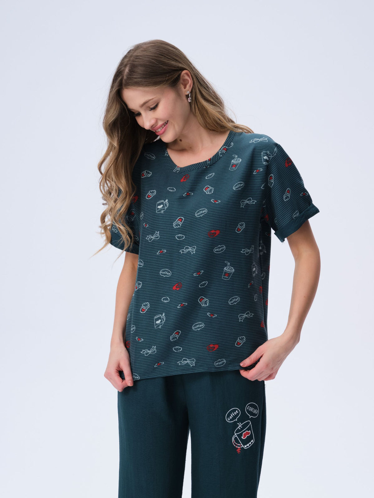 بيجامة نسائية - قطعتين (M-2XL)