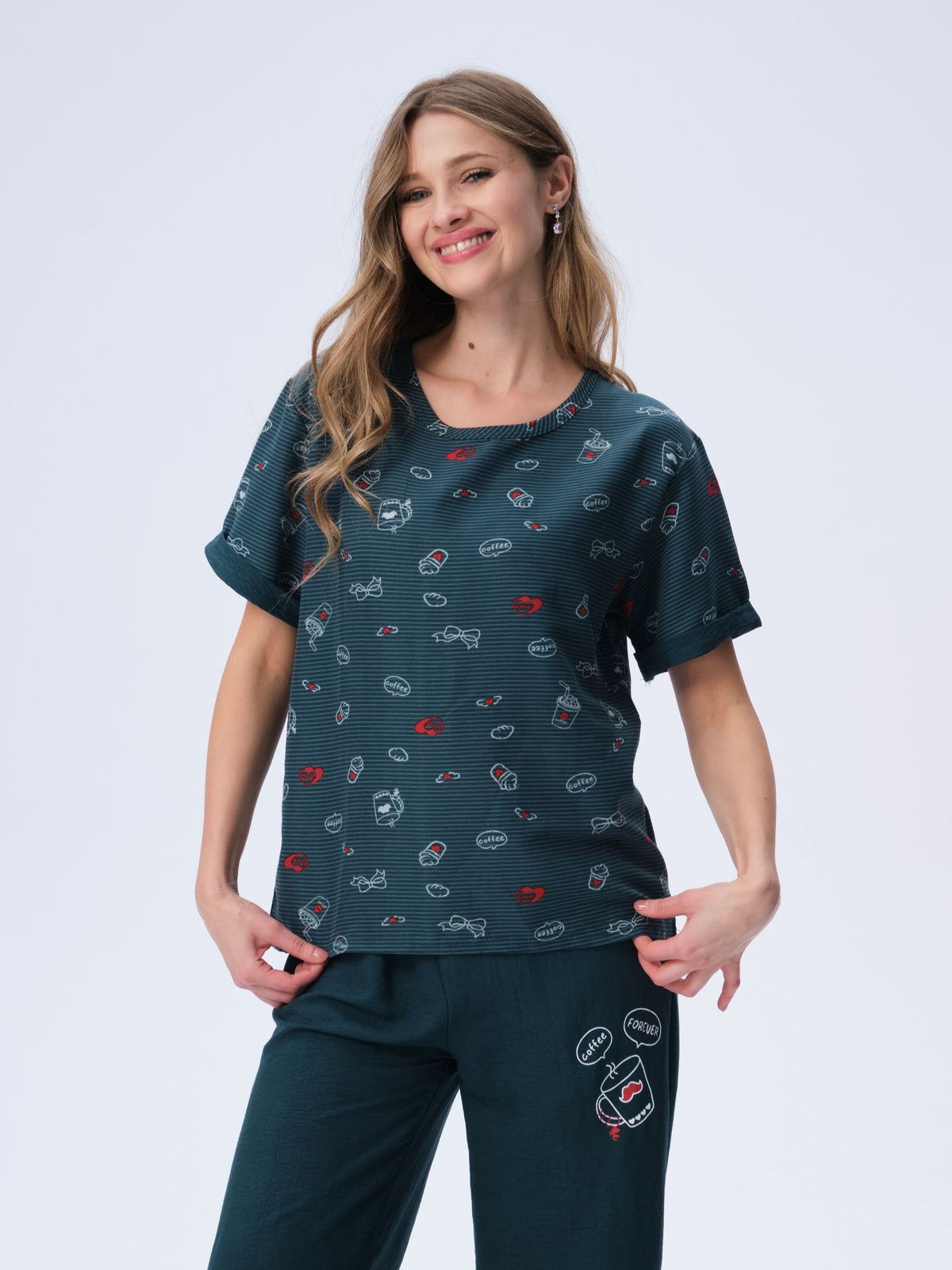 بيجامة نسائية - قطعتين (M-2XL)