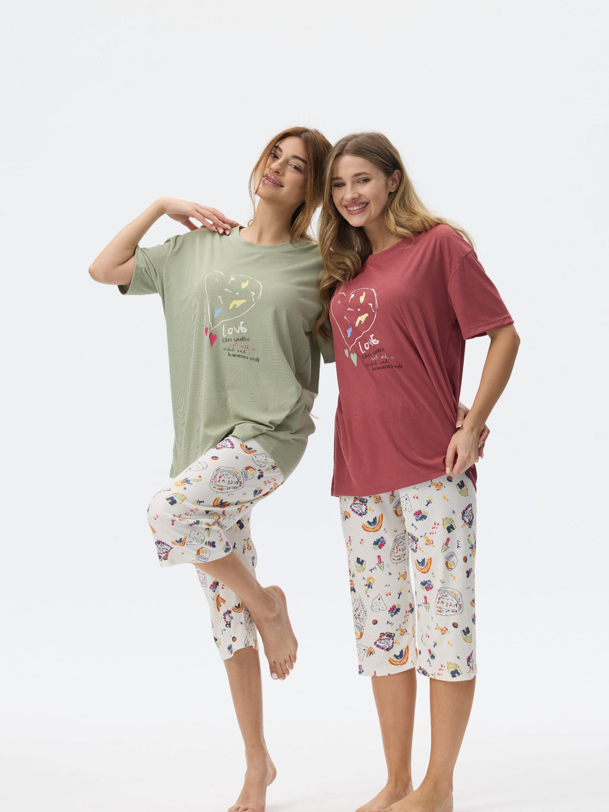 بيجامة نسائية - قطعتين (M-2XL)