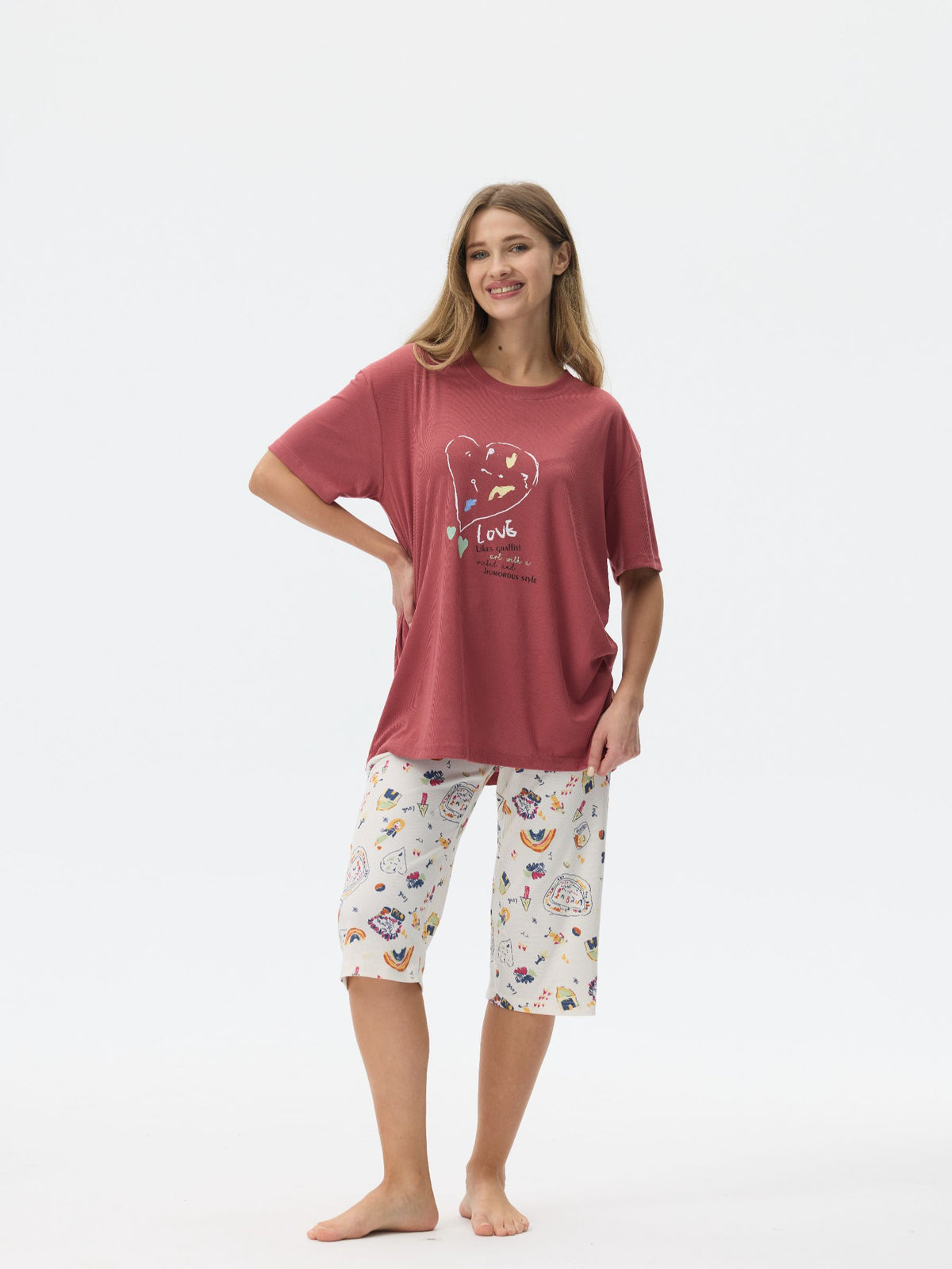 بيجامة نسائية - قطعتين (M-2XL)