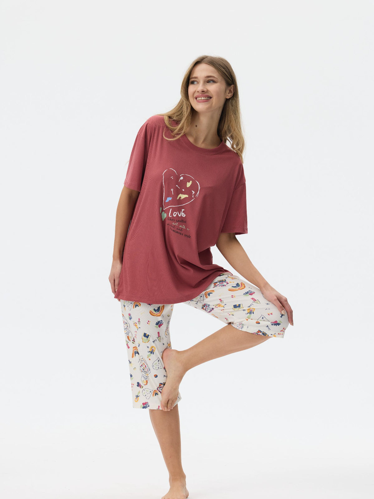 بيجامة نسائية - قطعتين (M-2XL)