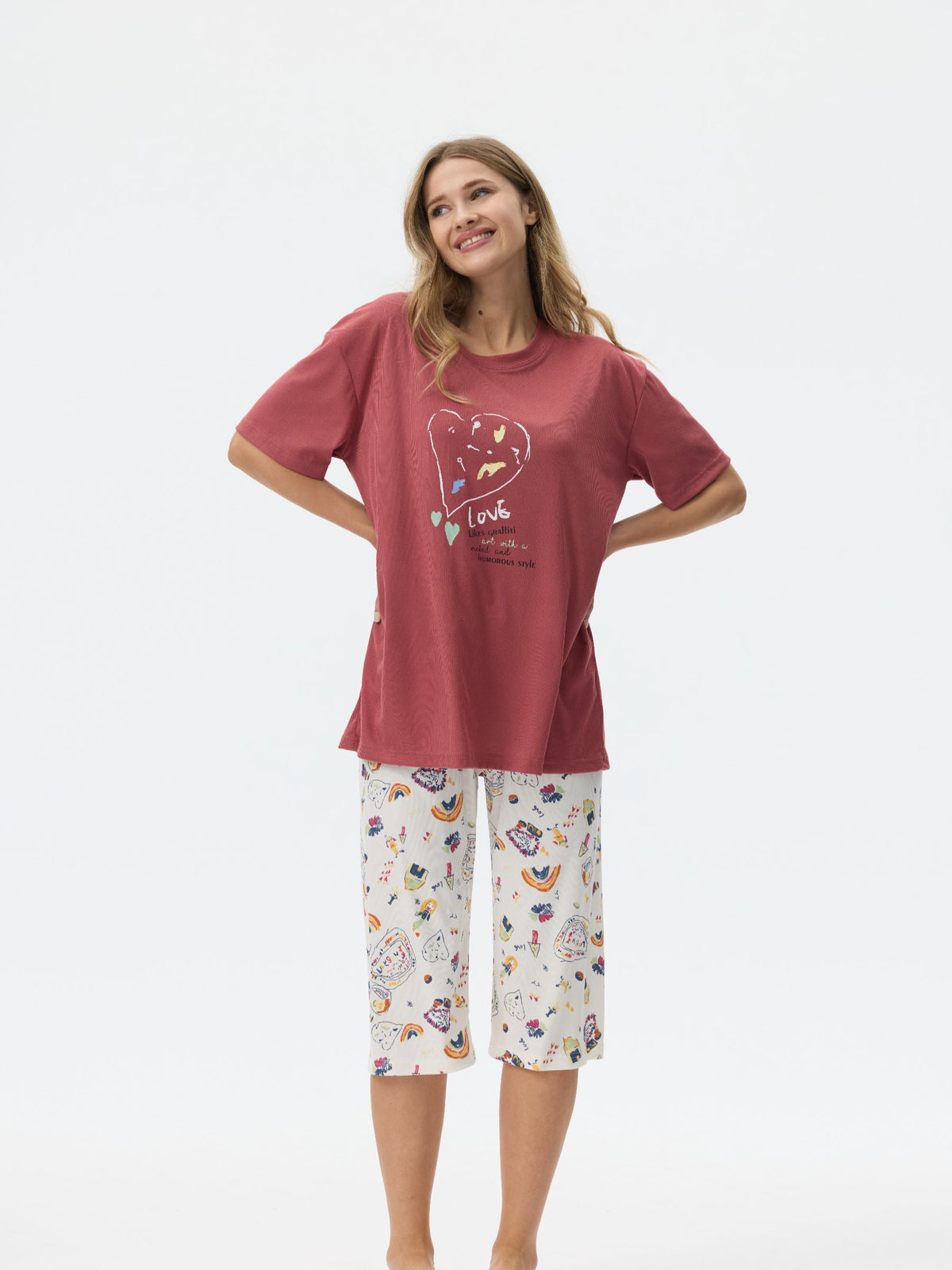 بيجامة نسائية - قطعتين (M-2XL)