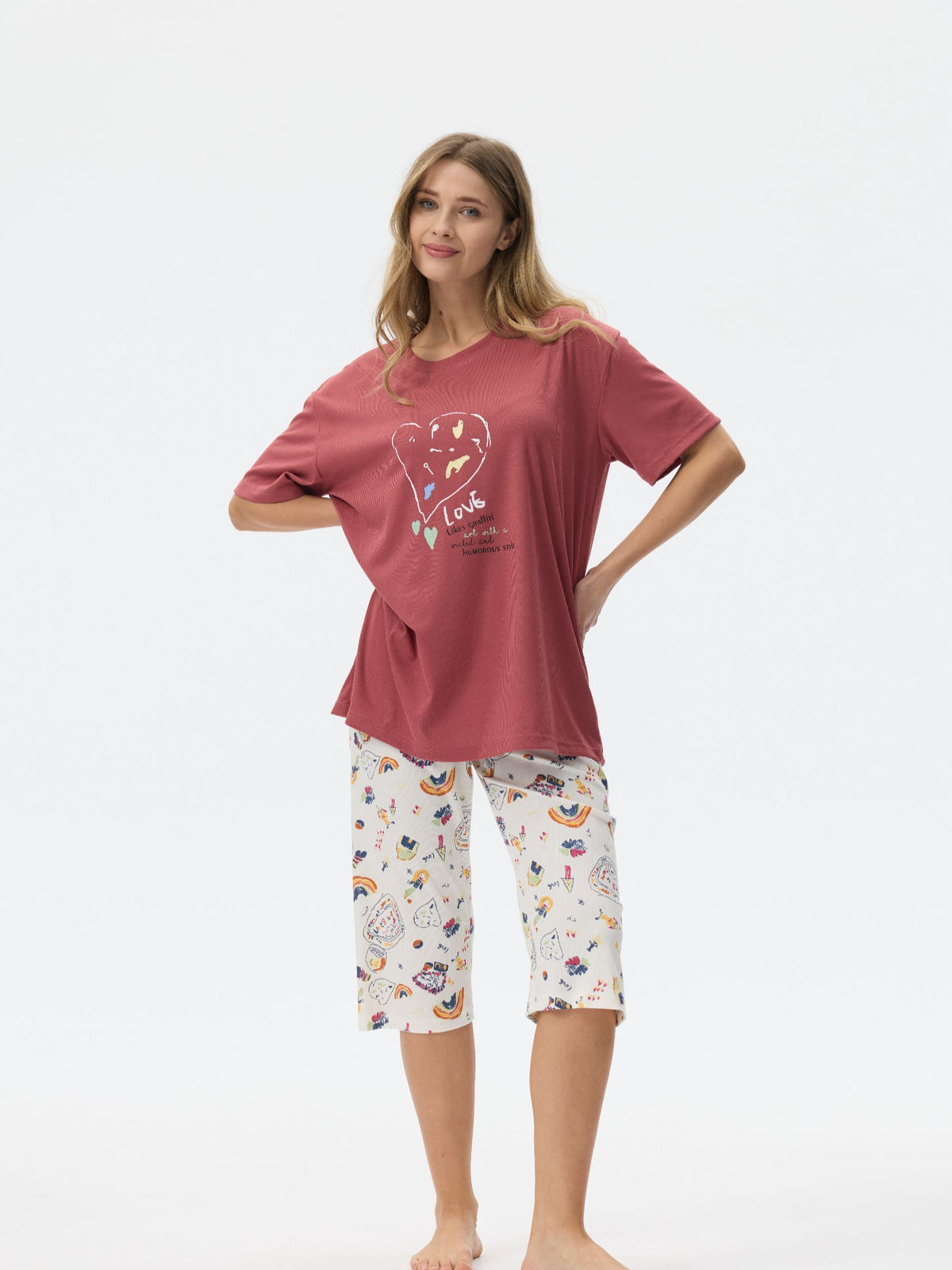 بيجامة نسائية - قطعتين (M-2XL)