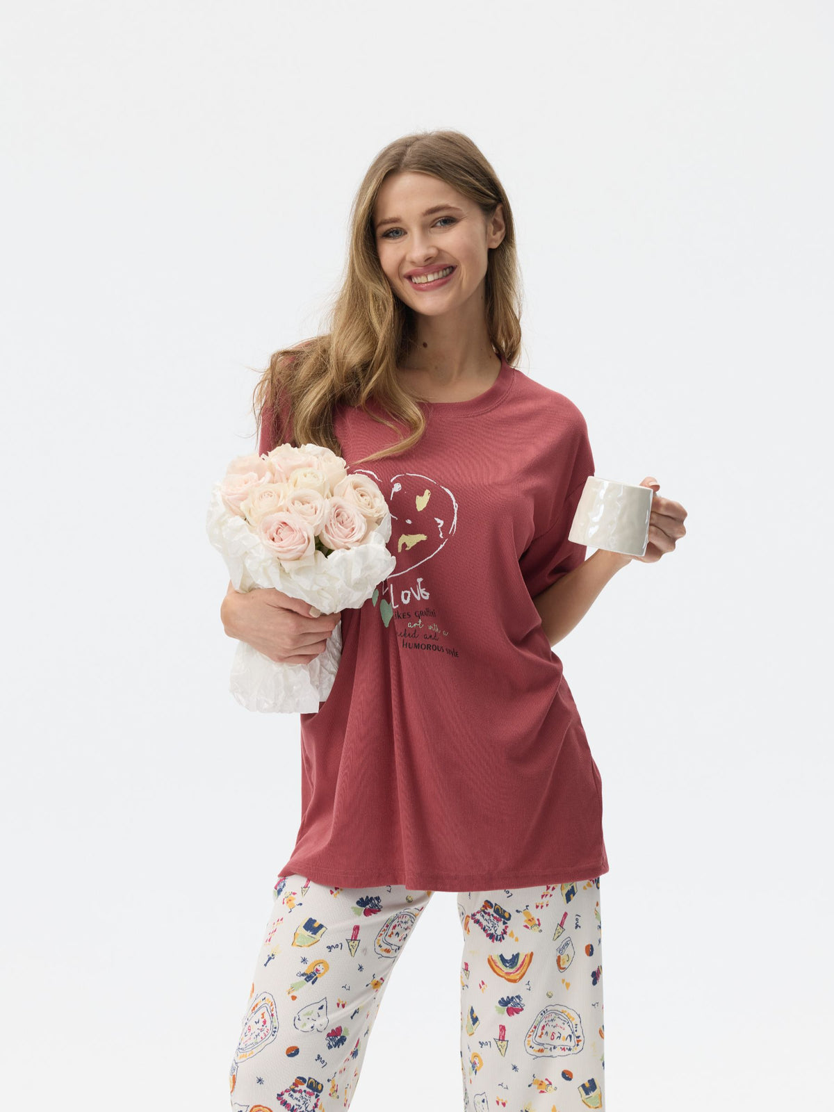 بيجامة نسائية - قطعتين (M-2XL)