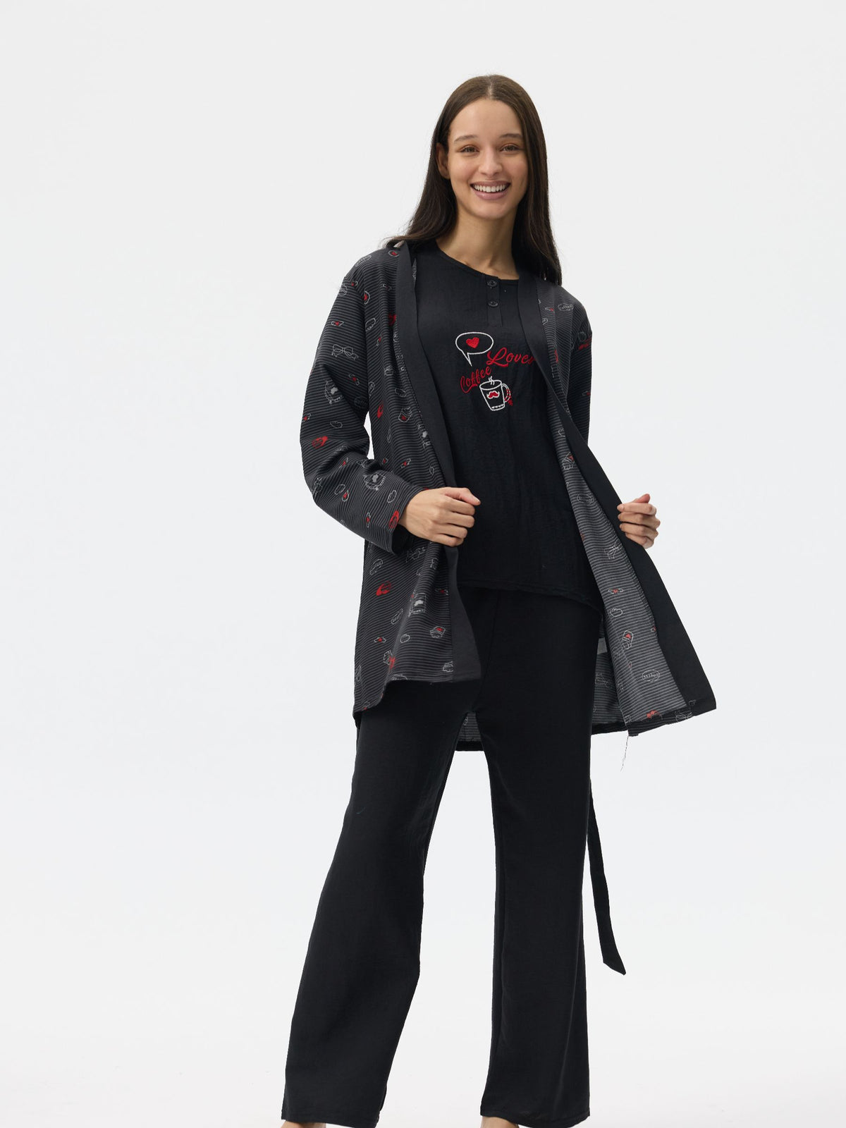 بيجامة نسائية - 3 قطع (M-2XL)