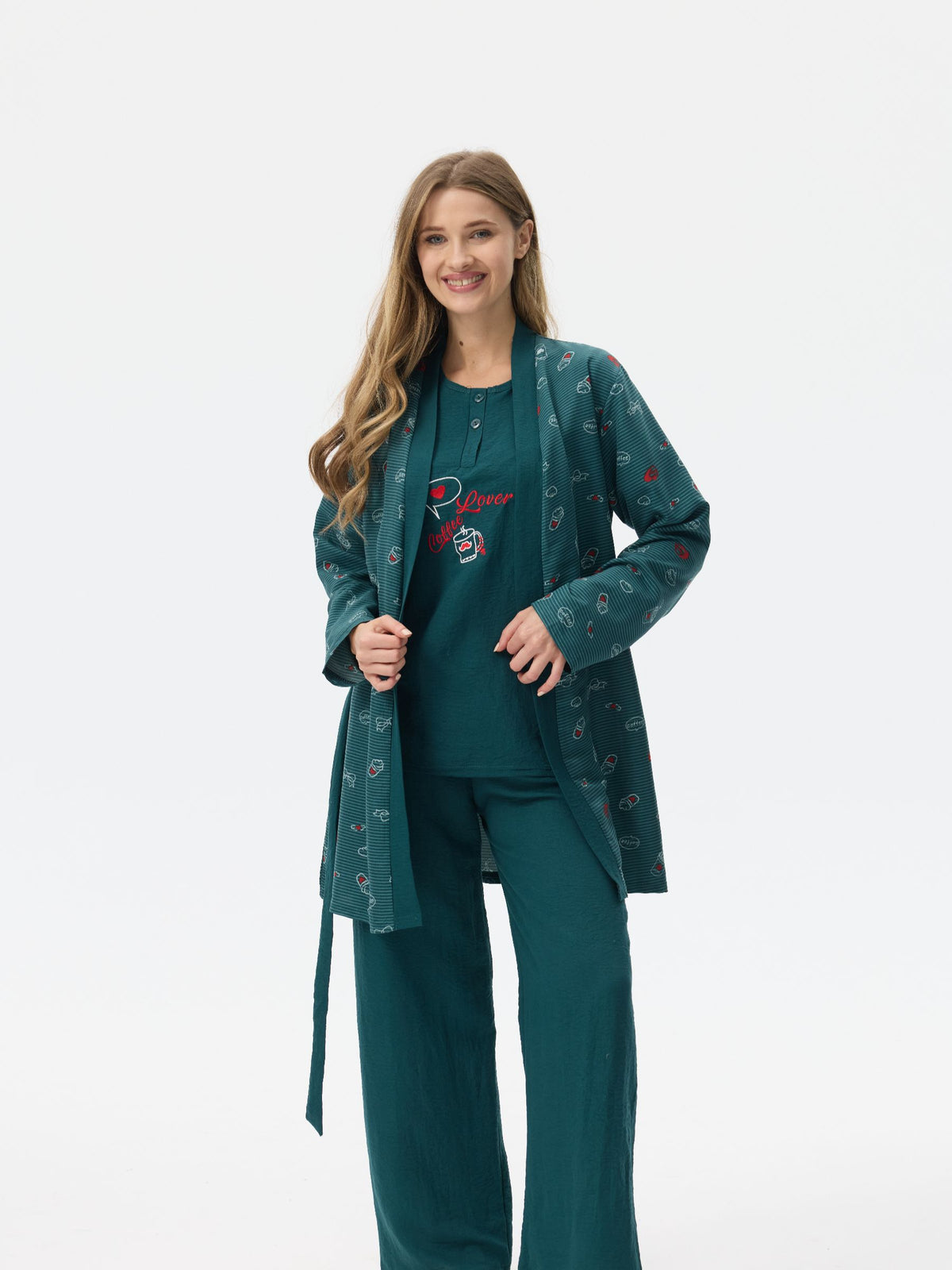 بيجامة نسائية - 3 قطع (M-2XL)