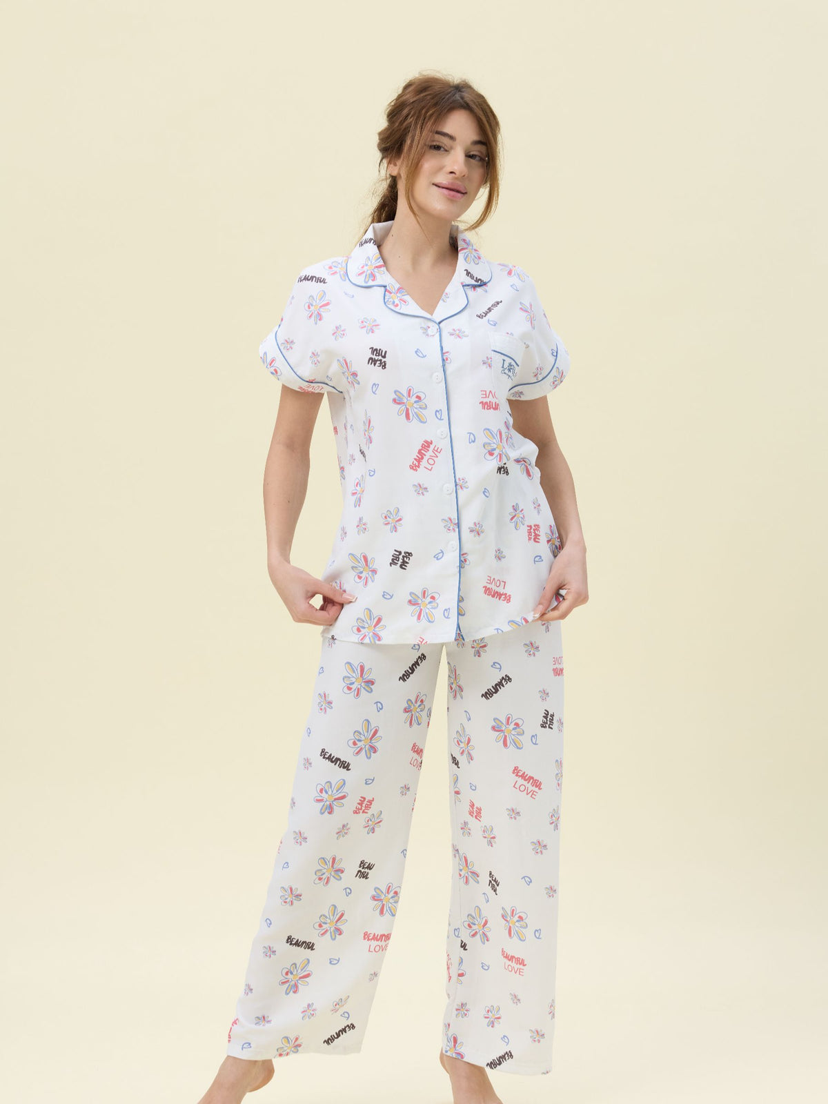 بيجامة نسائية - قطعتين (M-2XL)