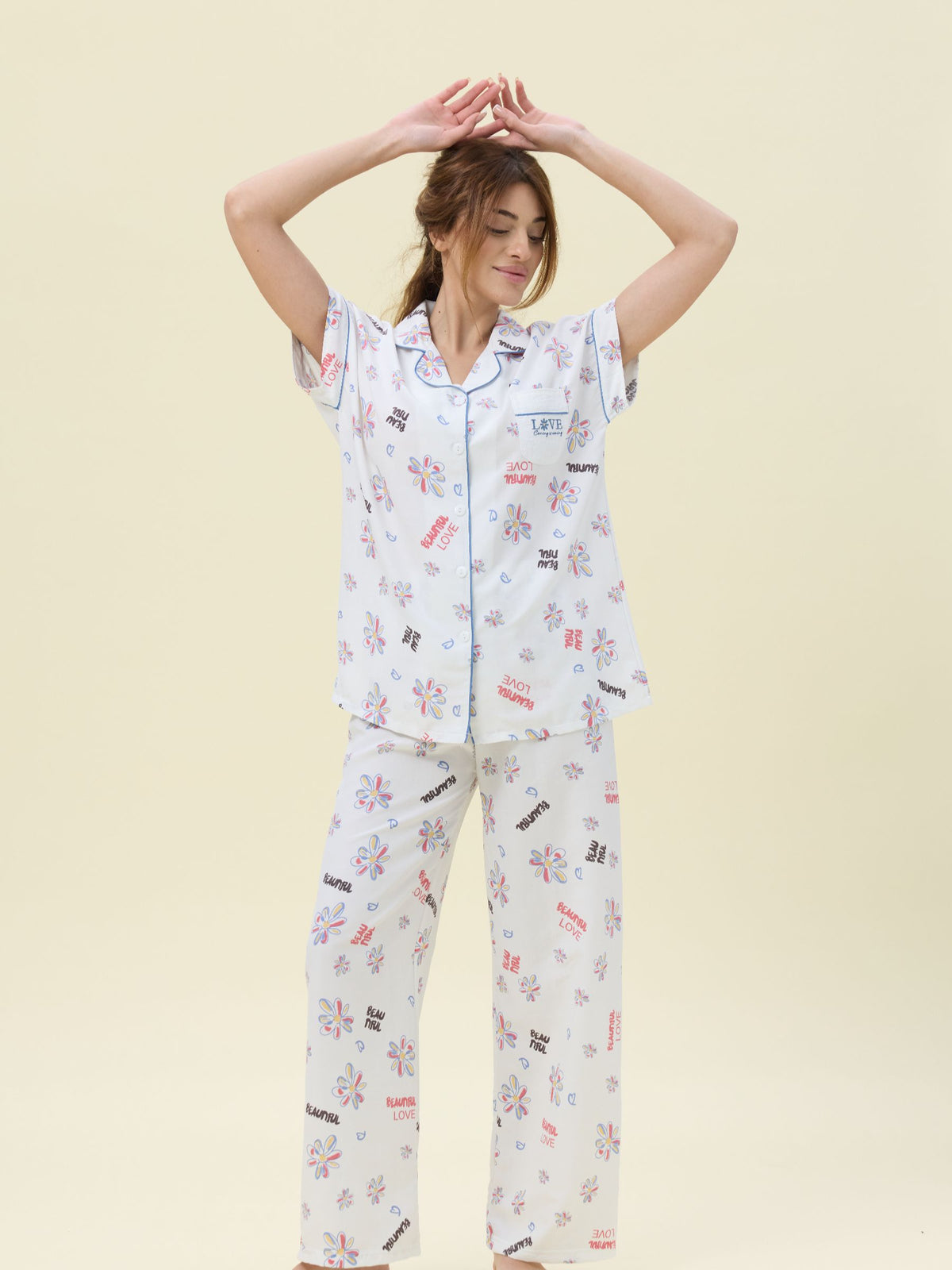 بيجامة نسائية - قطعتين (M-2XL)
