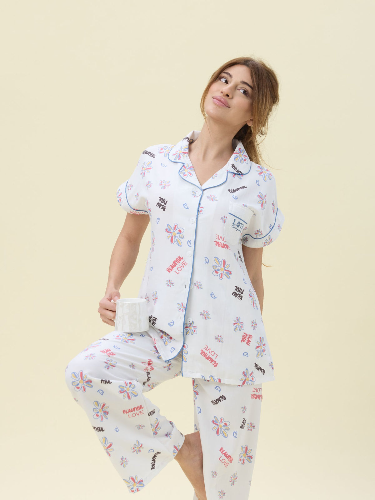 بيجامة نسائية - قطعتين (M-2XL)
