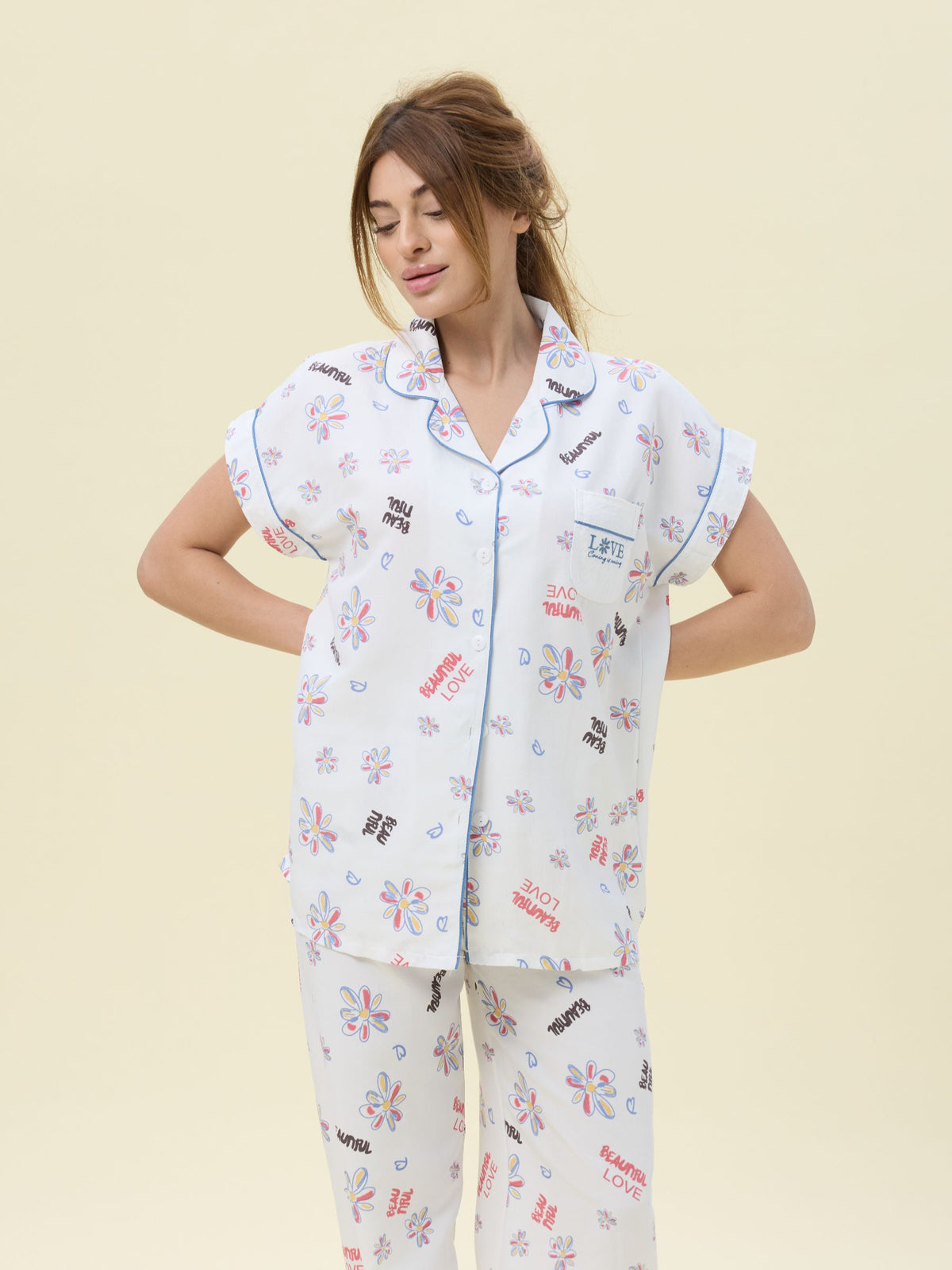 بيجامة نسائية - قطعتين (M-2XL)