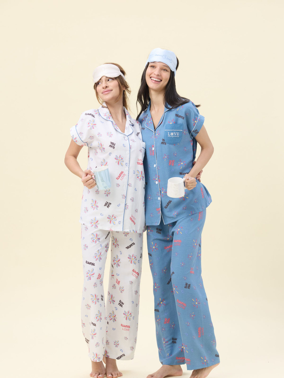 بيجامة نسائية - قطعتين (M-2XL)