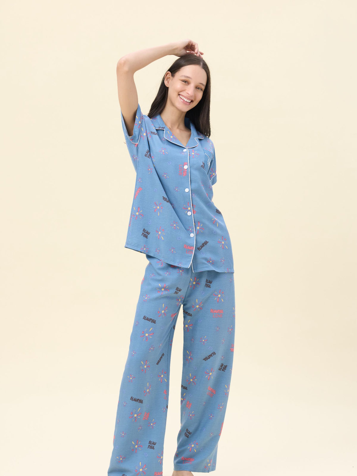 بيجامة نسائية - قطعتين (M-2XL)