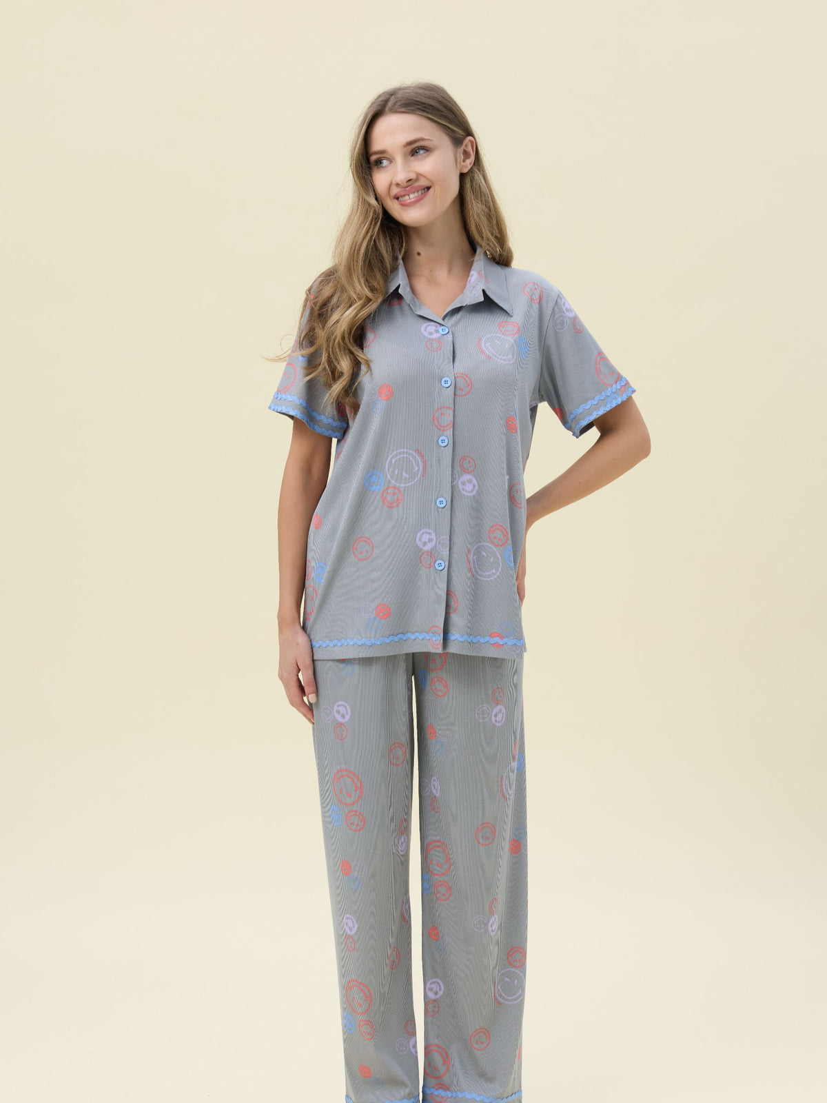 بيجامة نسائية - قطعتين (M-2XL)