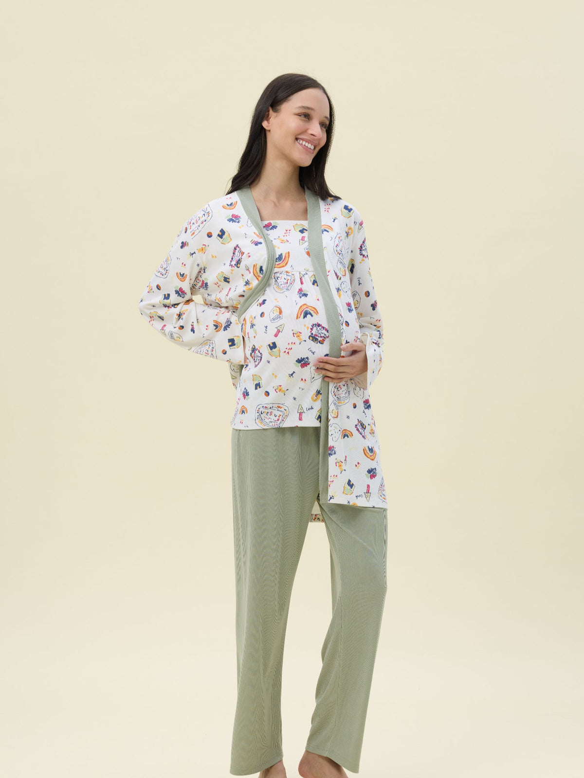 بيجامة نسائية - 3 قطع (M-2XL)