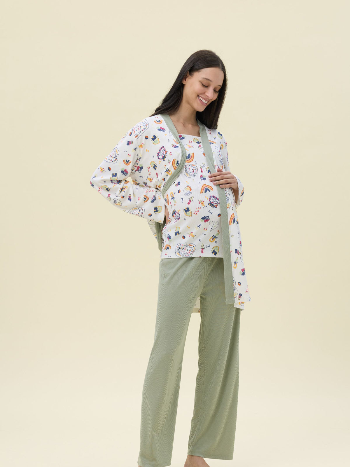بيجامة نسائية - 3 قطع (M-2XL)