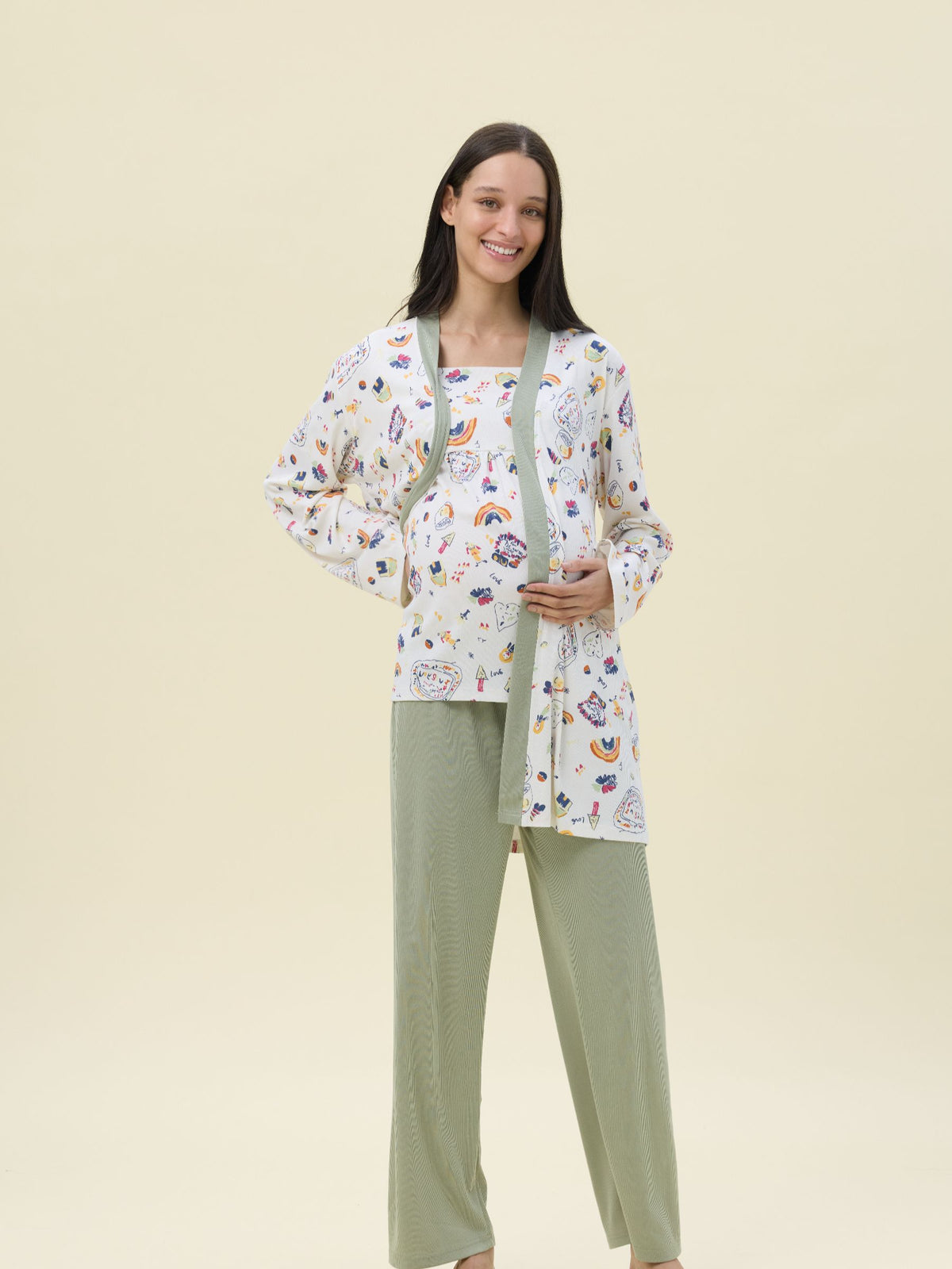 بيجامة نسائية - 3 قطع (M-2XL)