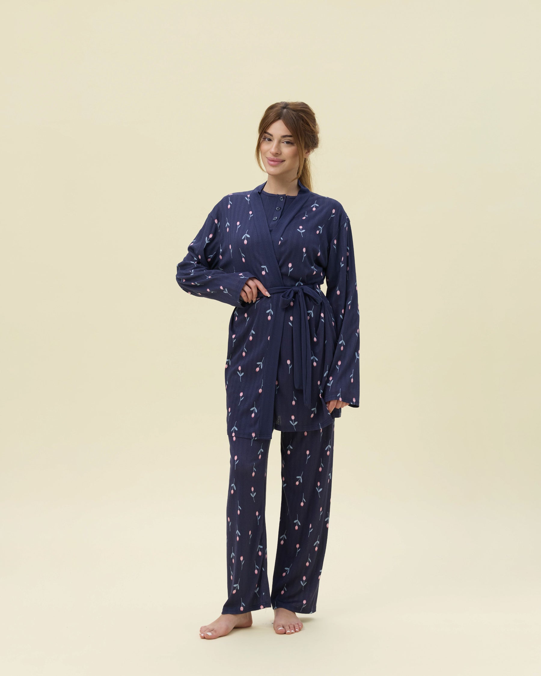 بيجامة نسائية - 3 قطع (3XL-6XL)