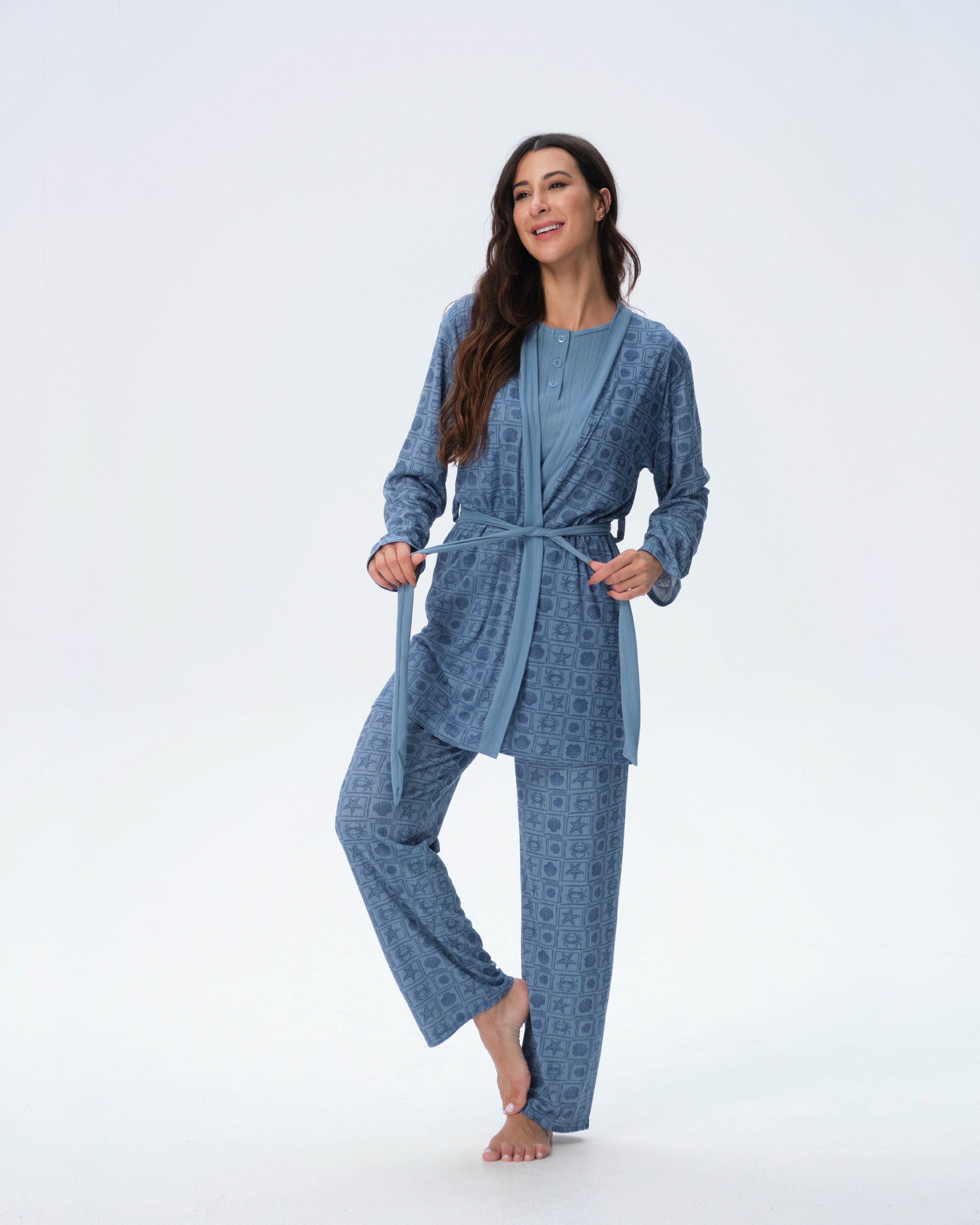 بيجامة نسائية - 3 قطع (M-2XL)