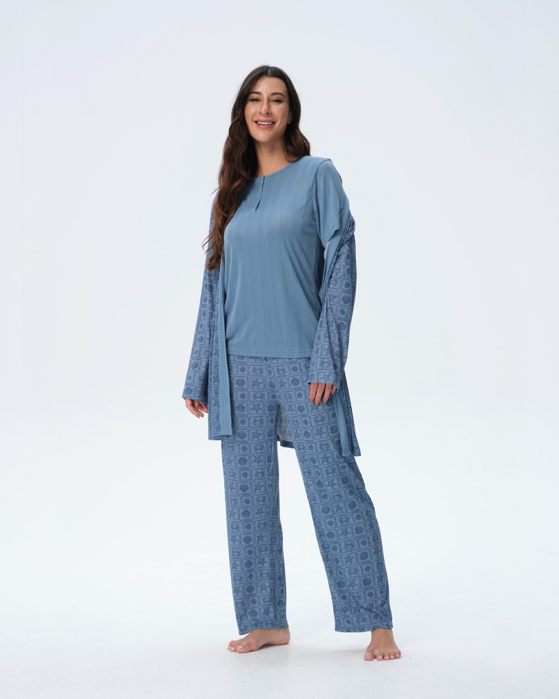 بيجامة نسائية - 3 قطع (M-2XL)