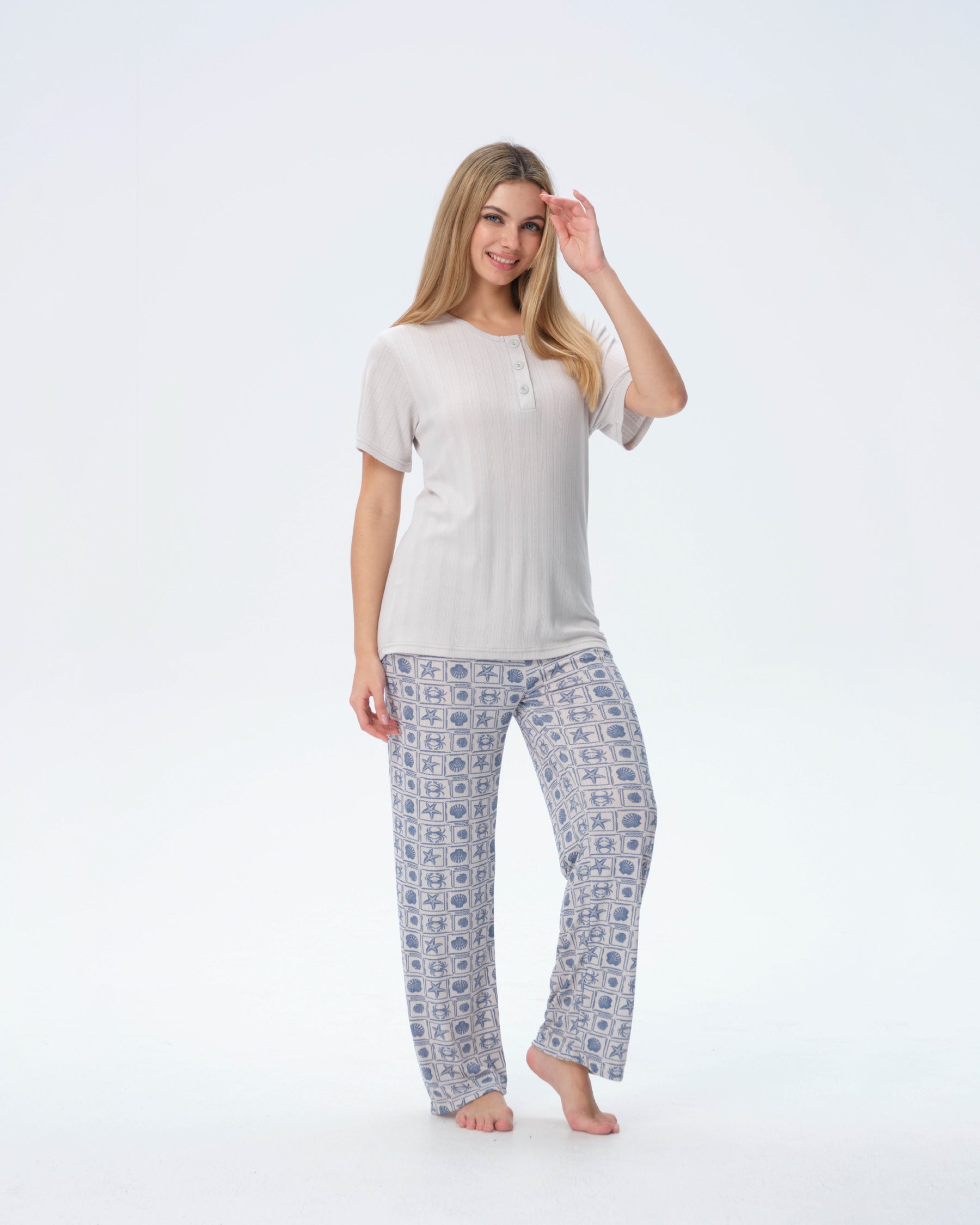 بيجامة نسائية - 3 قطع (M-2XL)