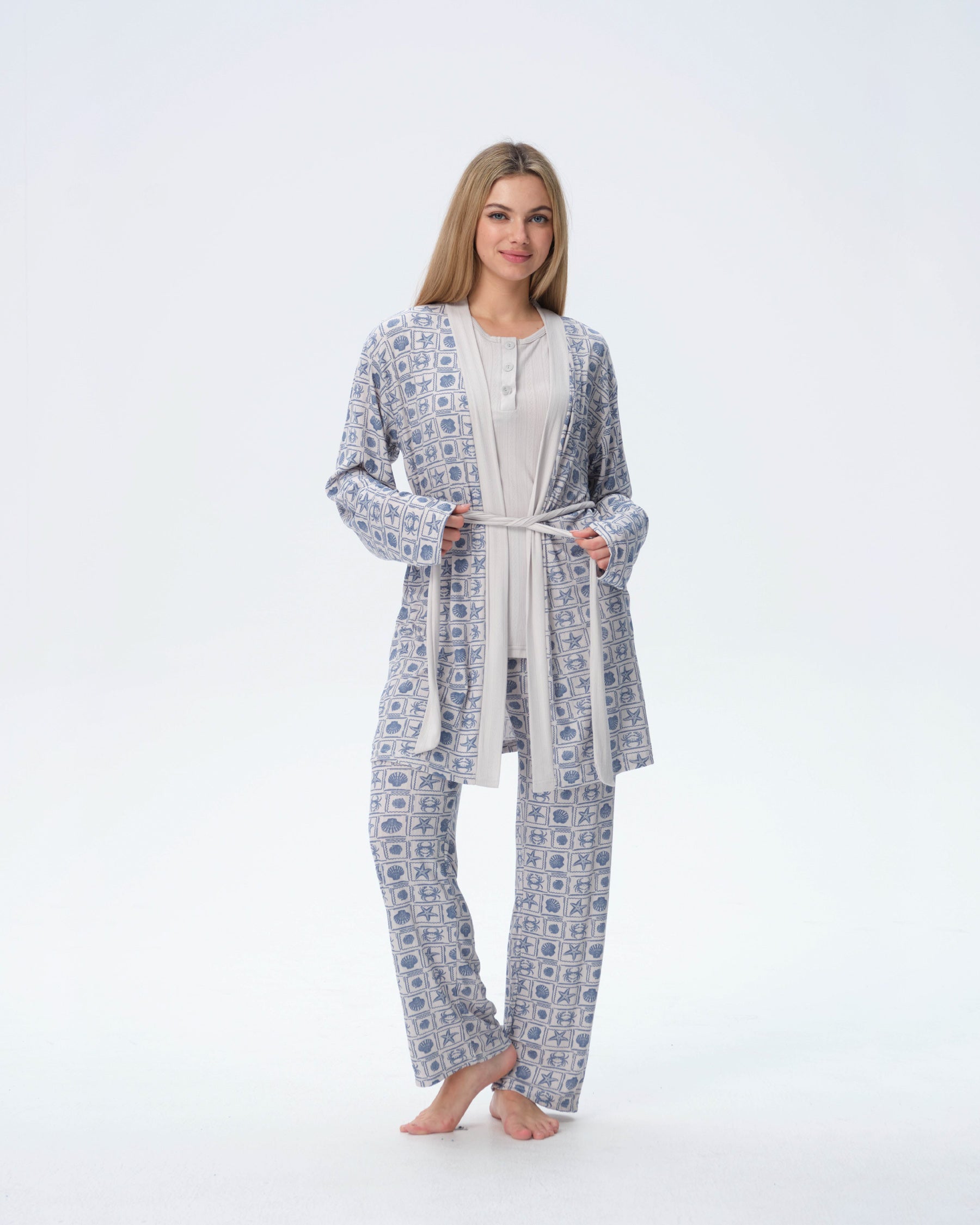 بيجامة نسائية - 3 قطع (M-2XL)