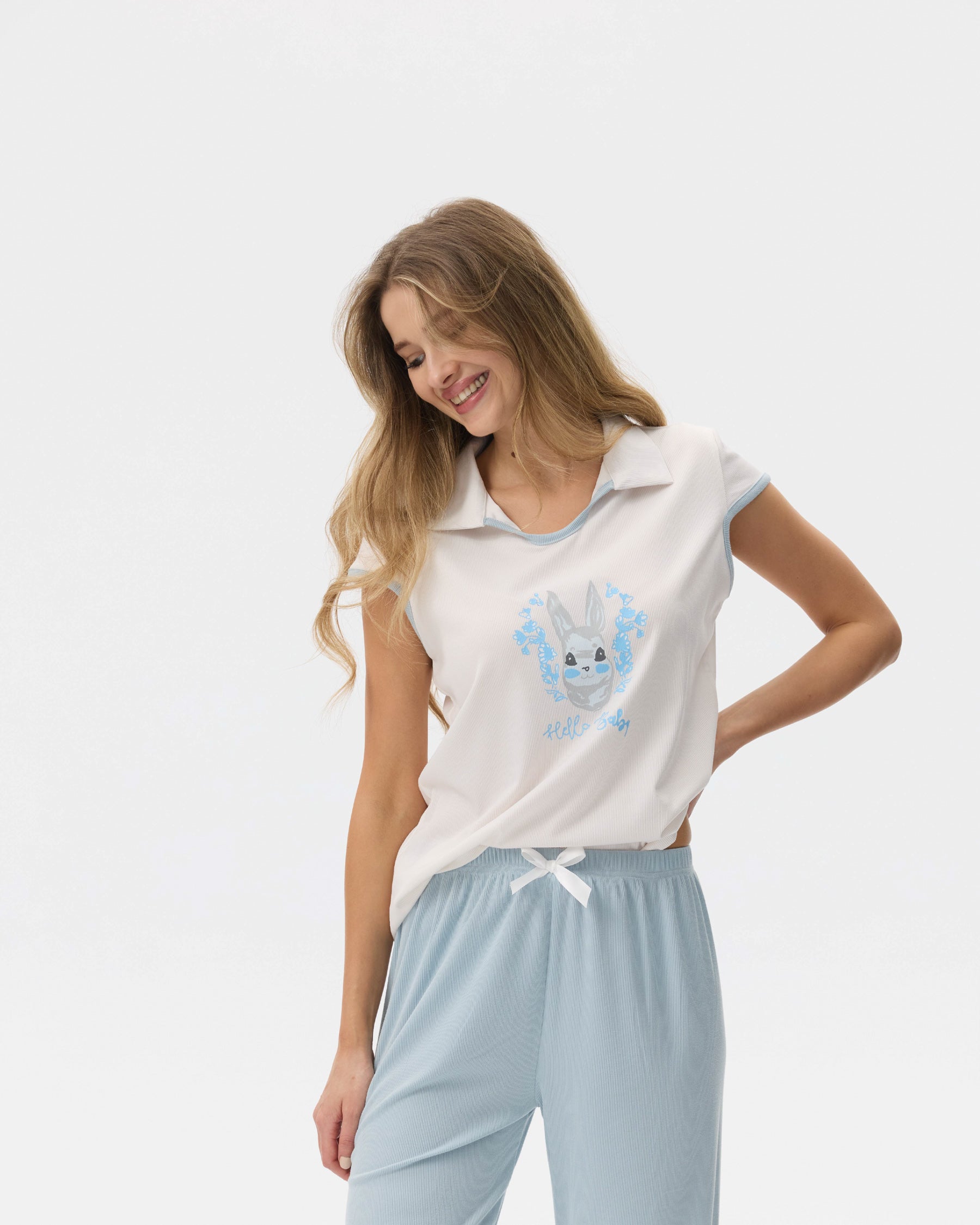 بيجامة نسائية - قطعتين (M-2XL)