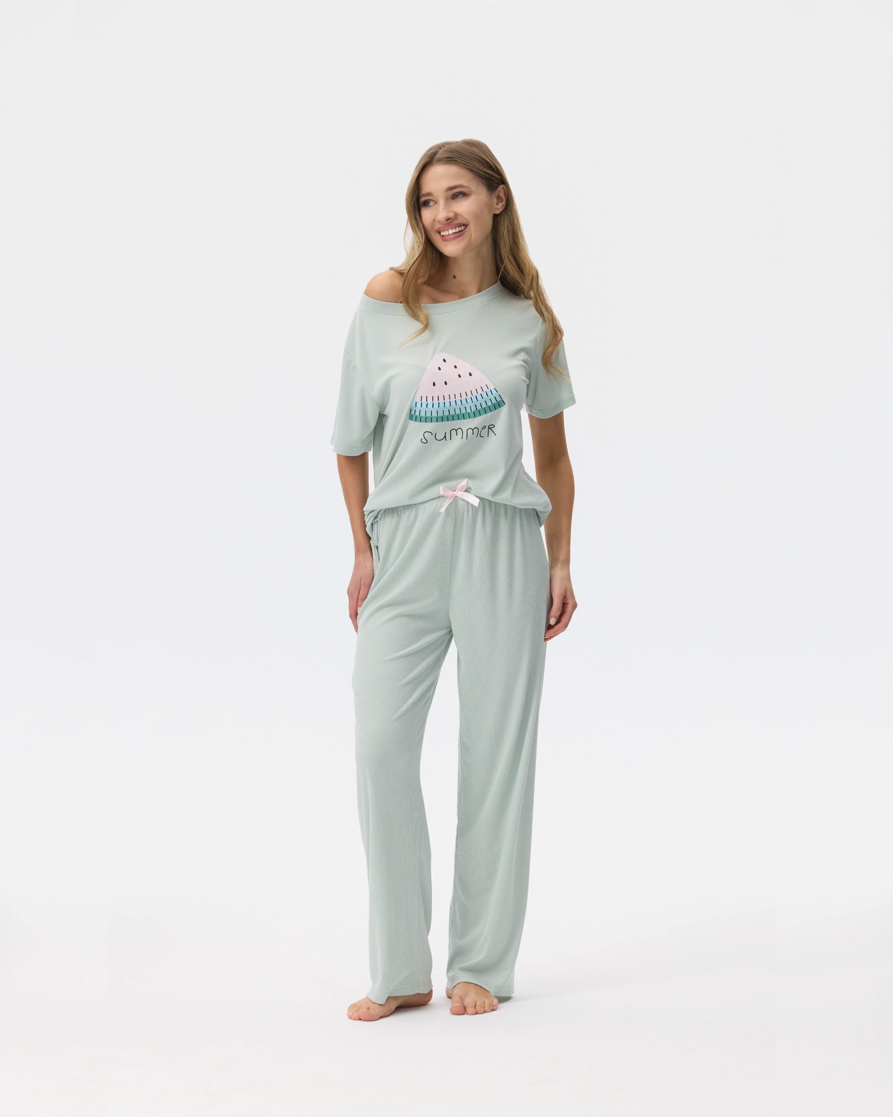 بيجامة نسائية - قطعتين (M-2XL)