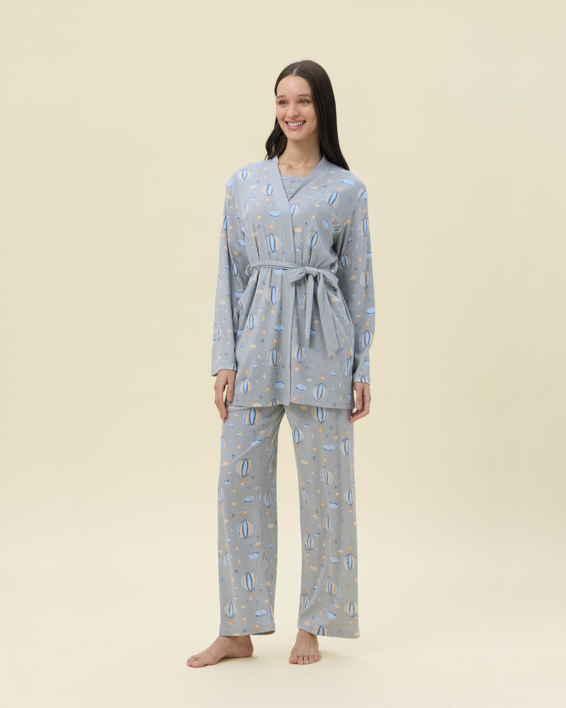 بيجامة نسائية - 3 قطع (M-2XL)