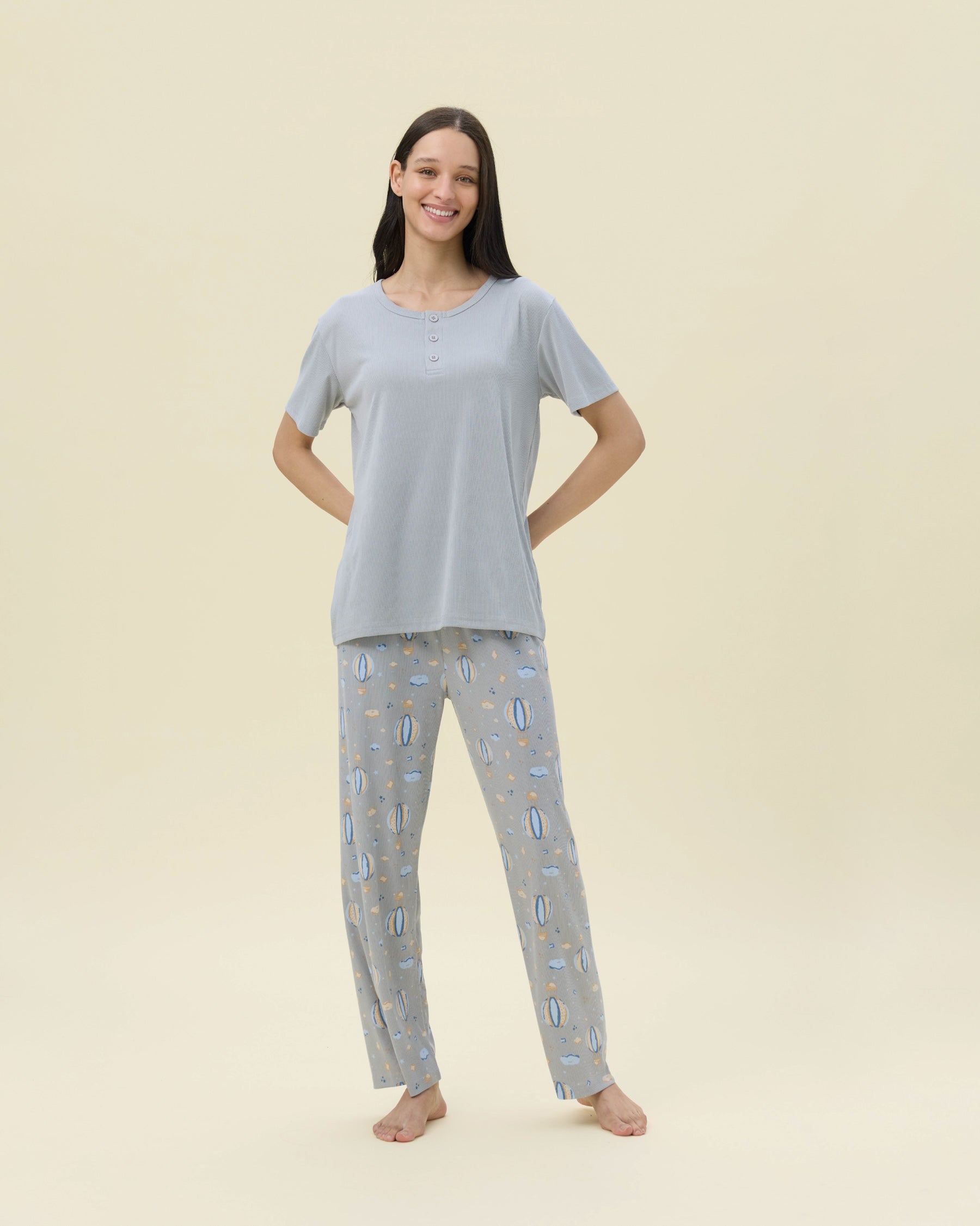بيجامة نسائية - 3 قطع (M-2XL)
