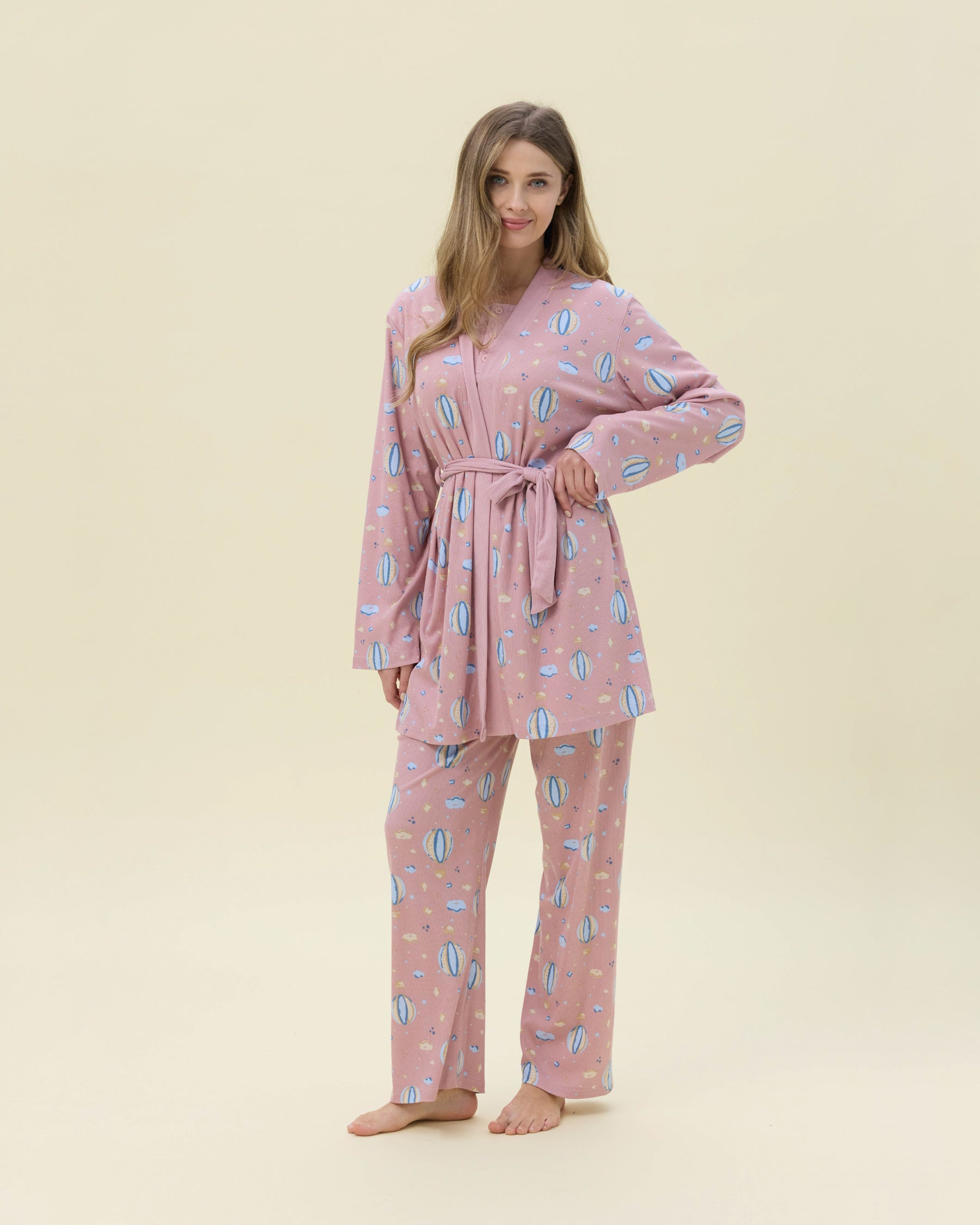 بيجامة نسائية - 3 قطع (M-2XL)