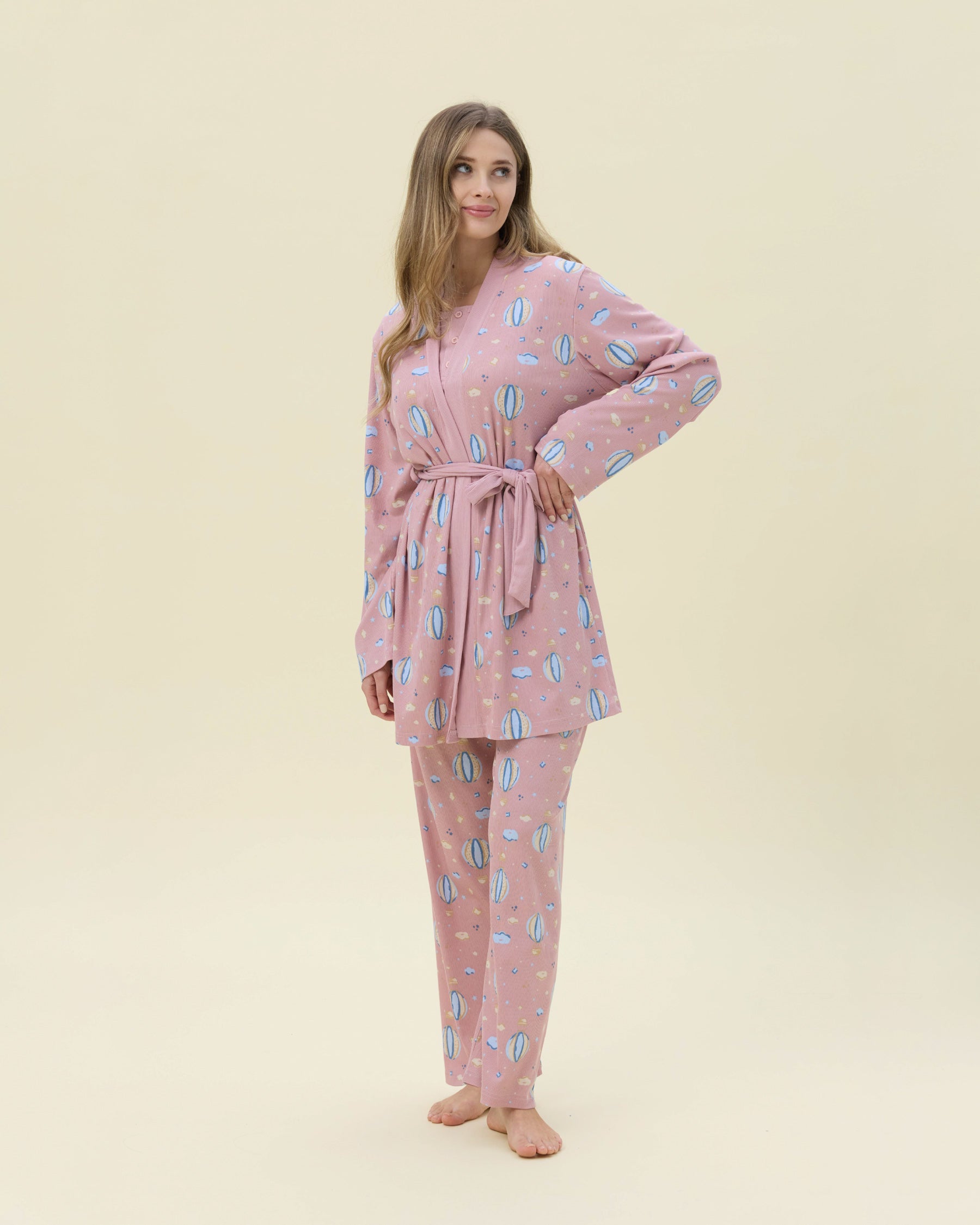 بيجامة نسائية - 3 قطع (M-2XL)