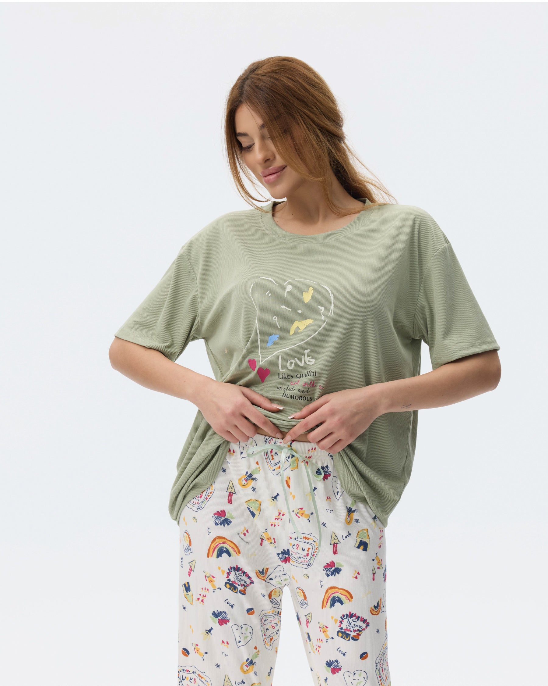بيجامة نسائية - قطعتين (3XL-6XL)