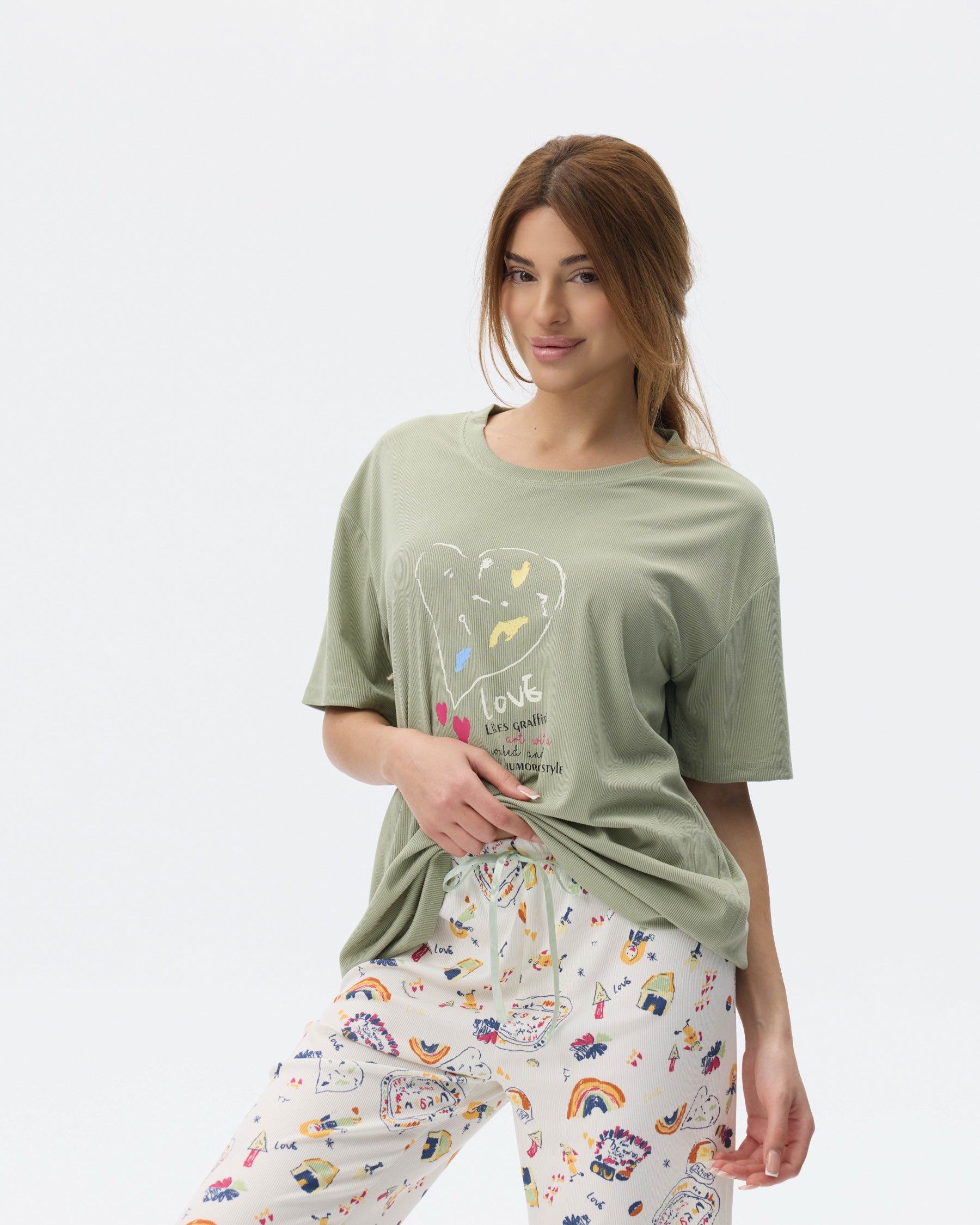 بيجامة نسائية - قطعتين (3XL-6XL)