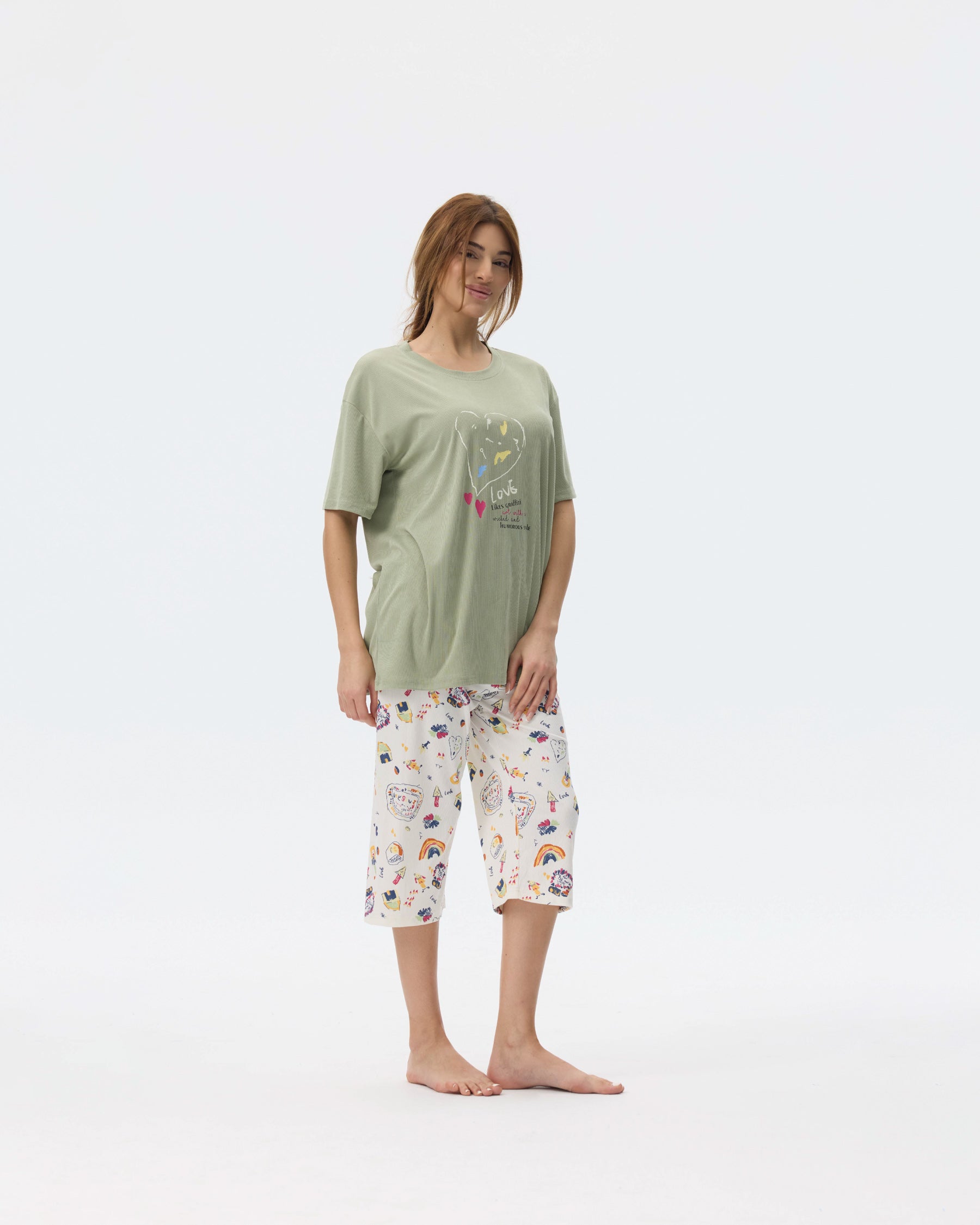 بيجامة نسائية - قطعتين (3XL-6XL)