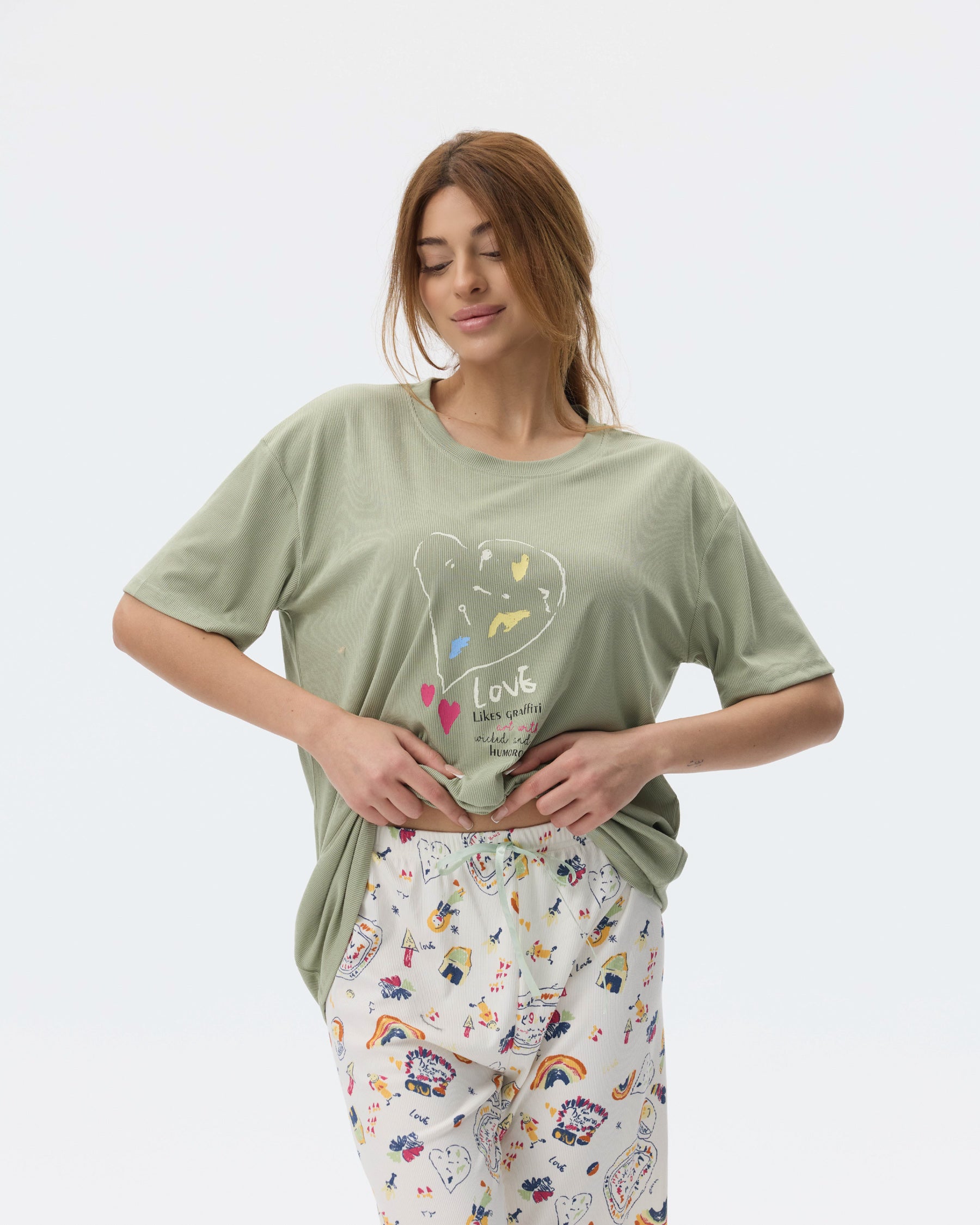 بيجامة نسائية - قطعتين (3XL-6XL)