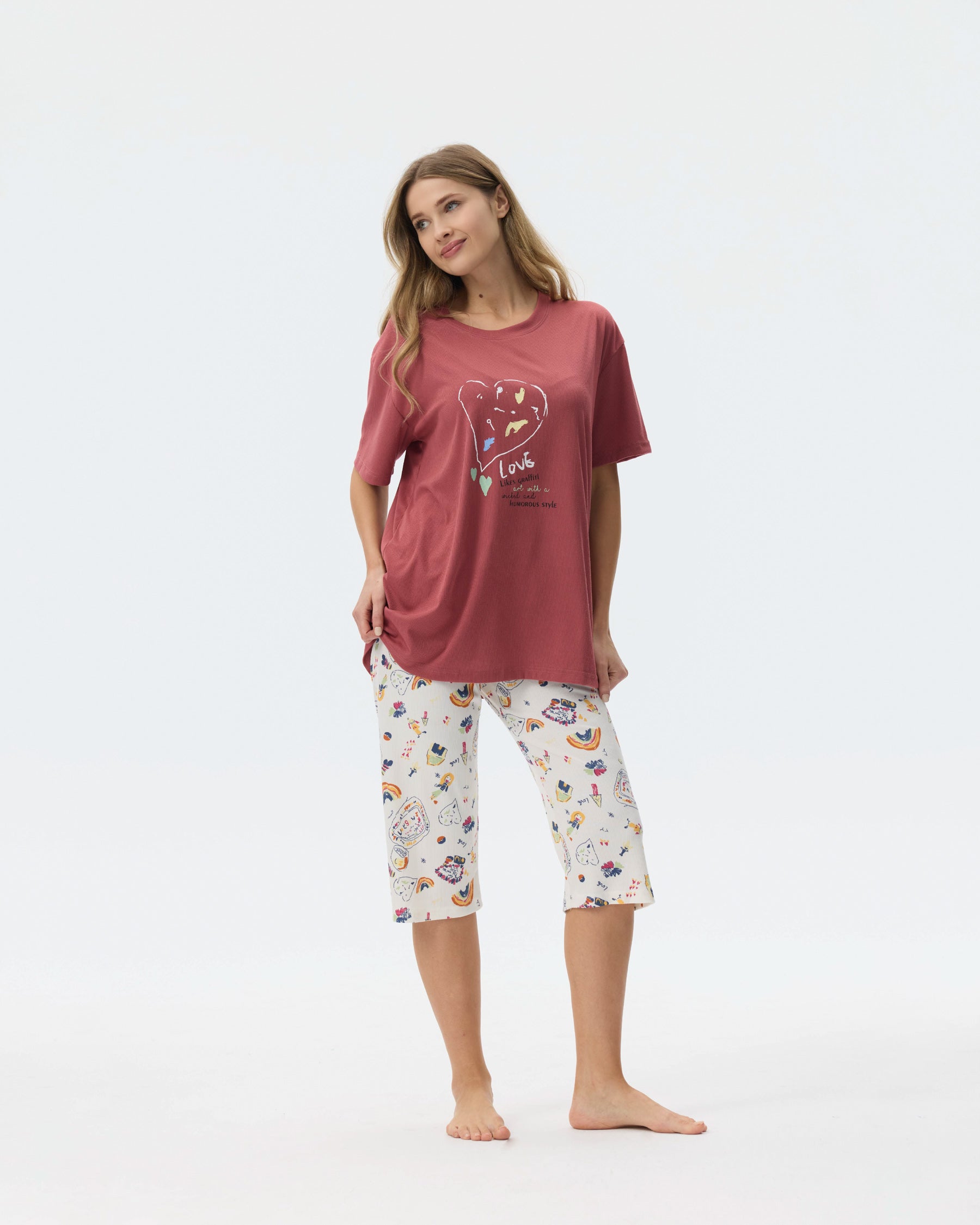 بيجامة نسائية - قطعتين (3XL-6XL)