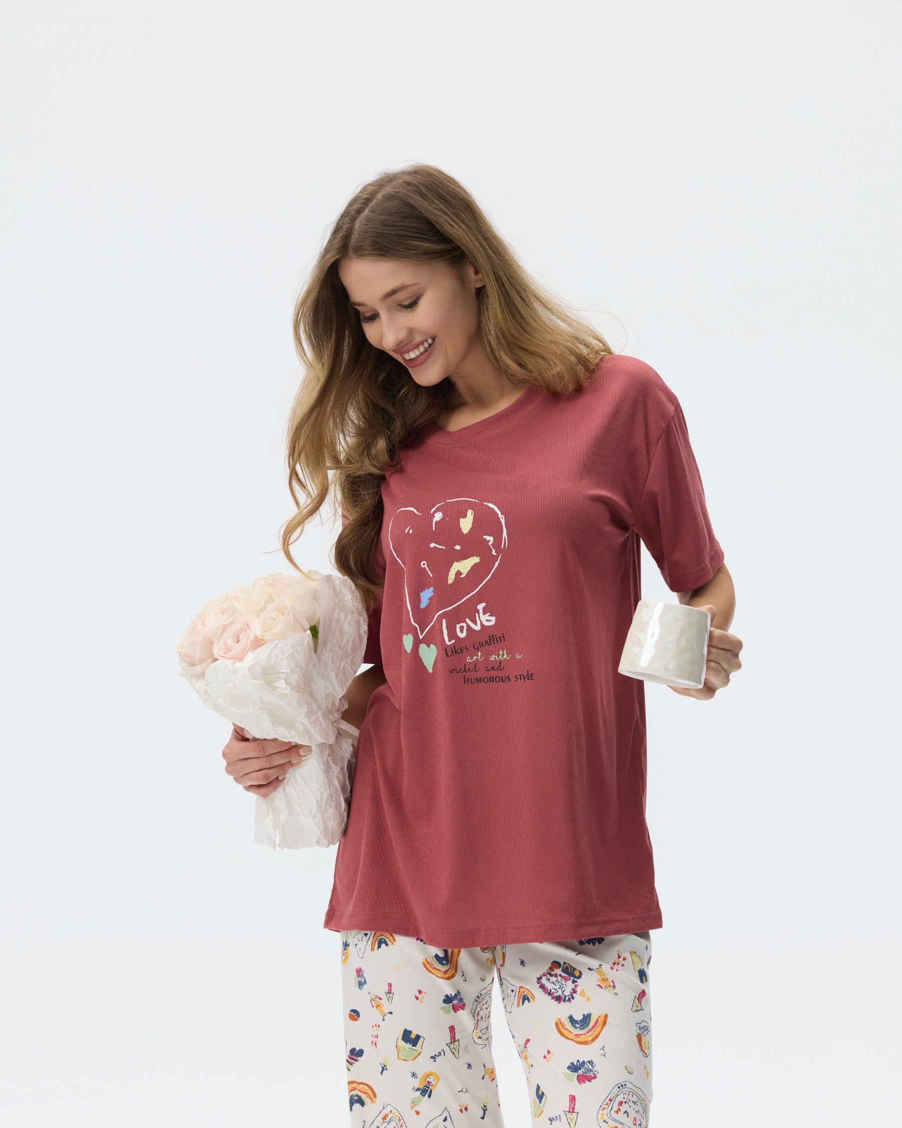 بيجامة نسائية - قطعتين (3XL-6XL)