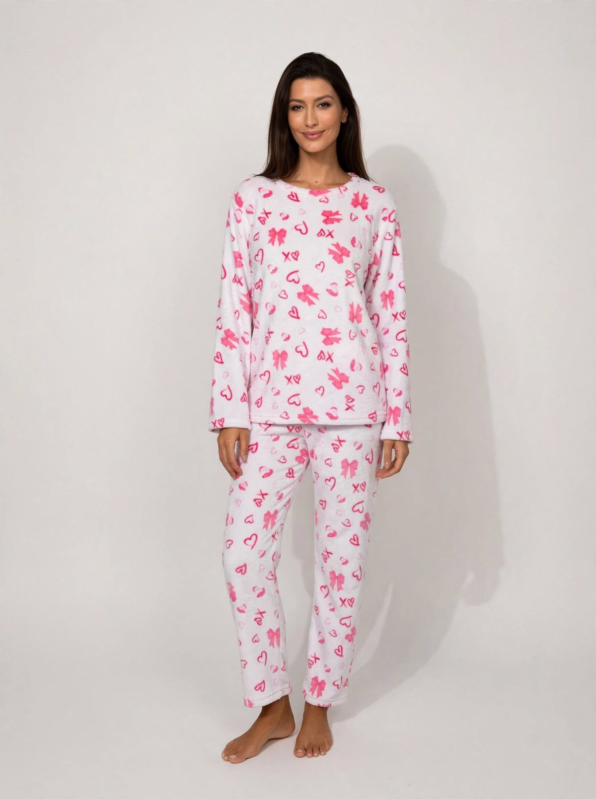 Women's Fleece Pullover Pajama Set – Pink (AS01-2#)