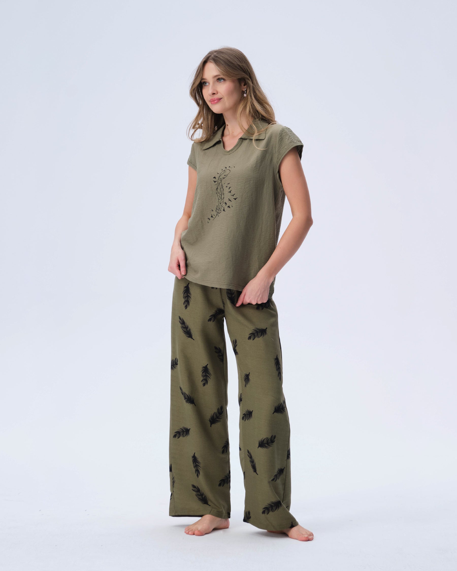 بيجامة نسائية - قطعتين (M-2XL)