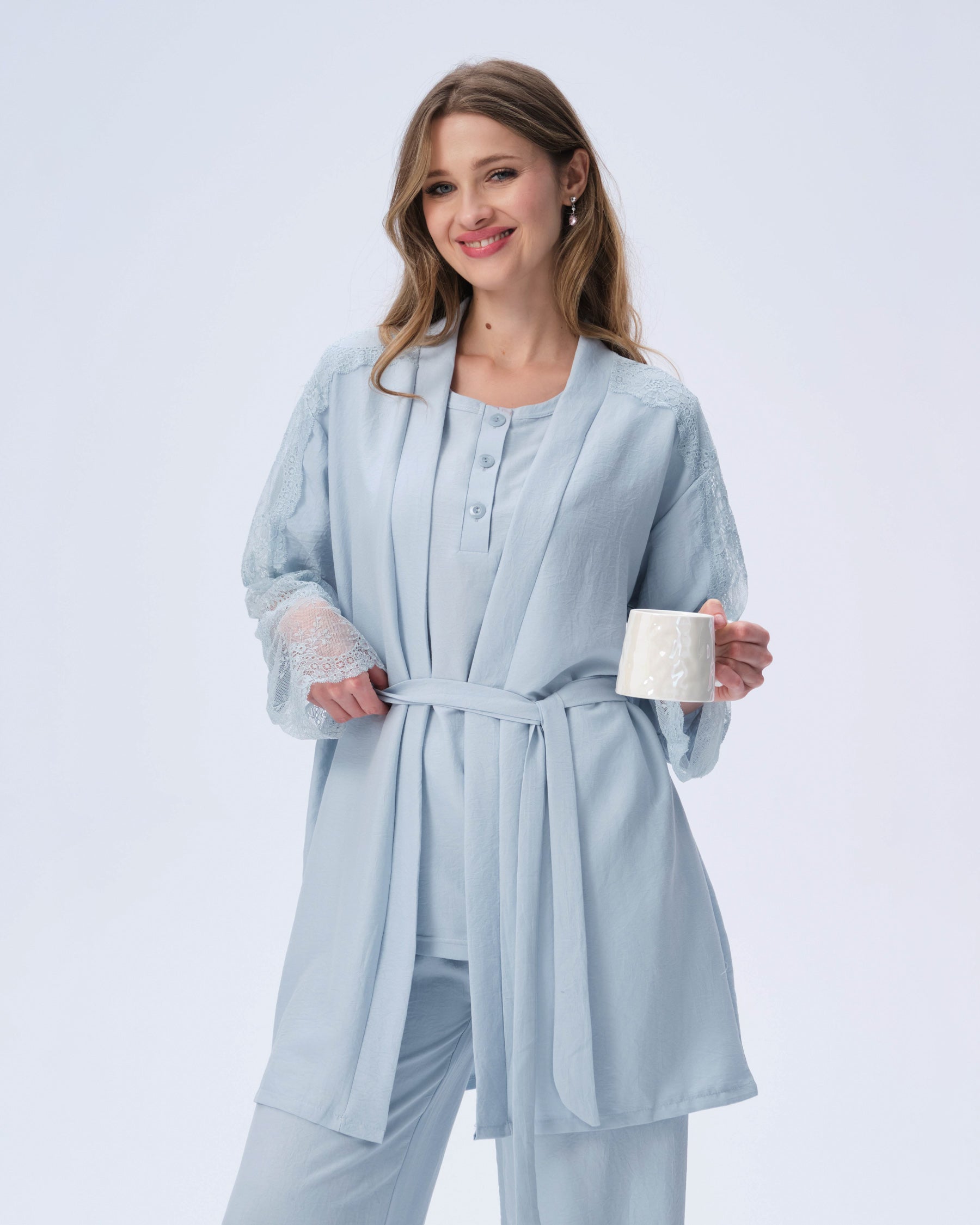 بيجامة نسائية - 3 قطع (M-2XL)