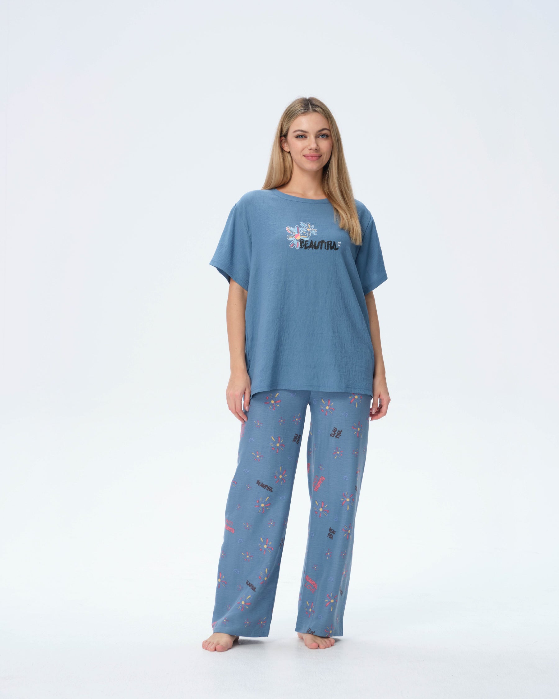 بيجامة نسائية - قطعتين (M-2XL)